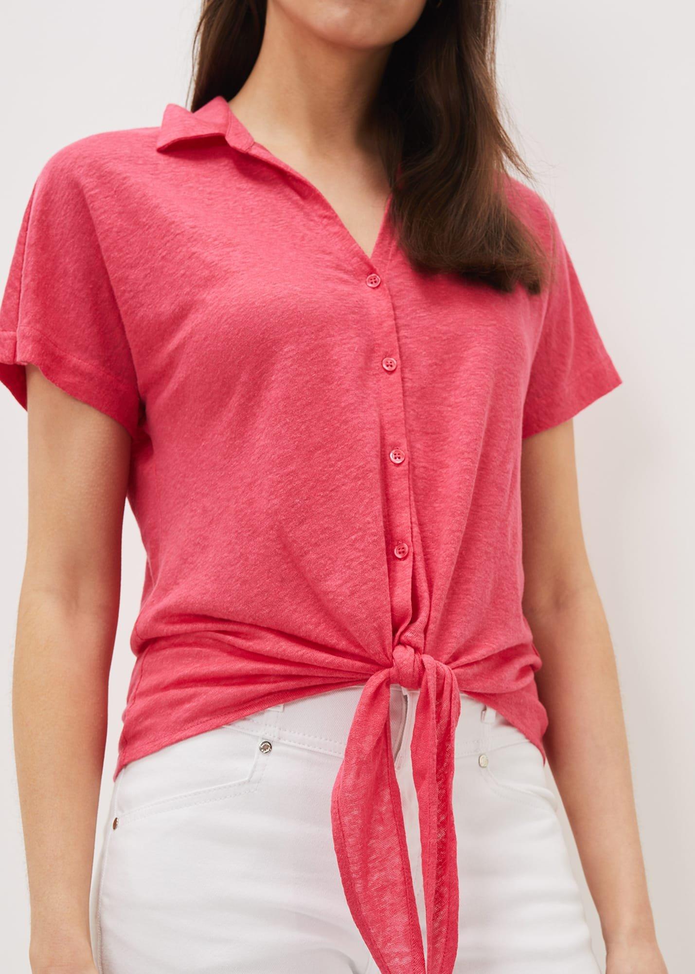 Tracey Linen Tie Hem Shirt