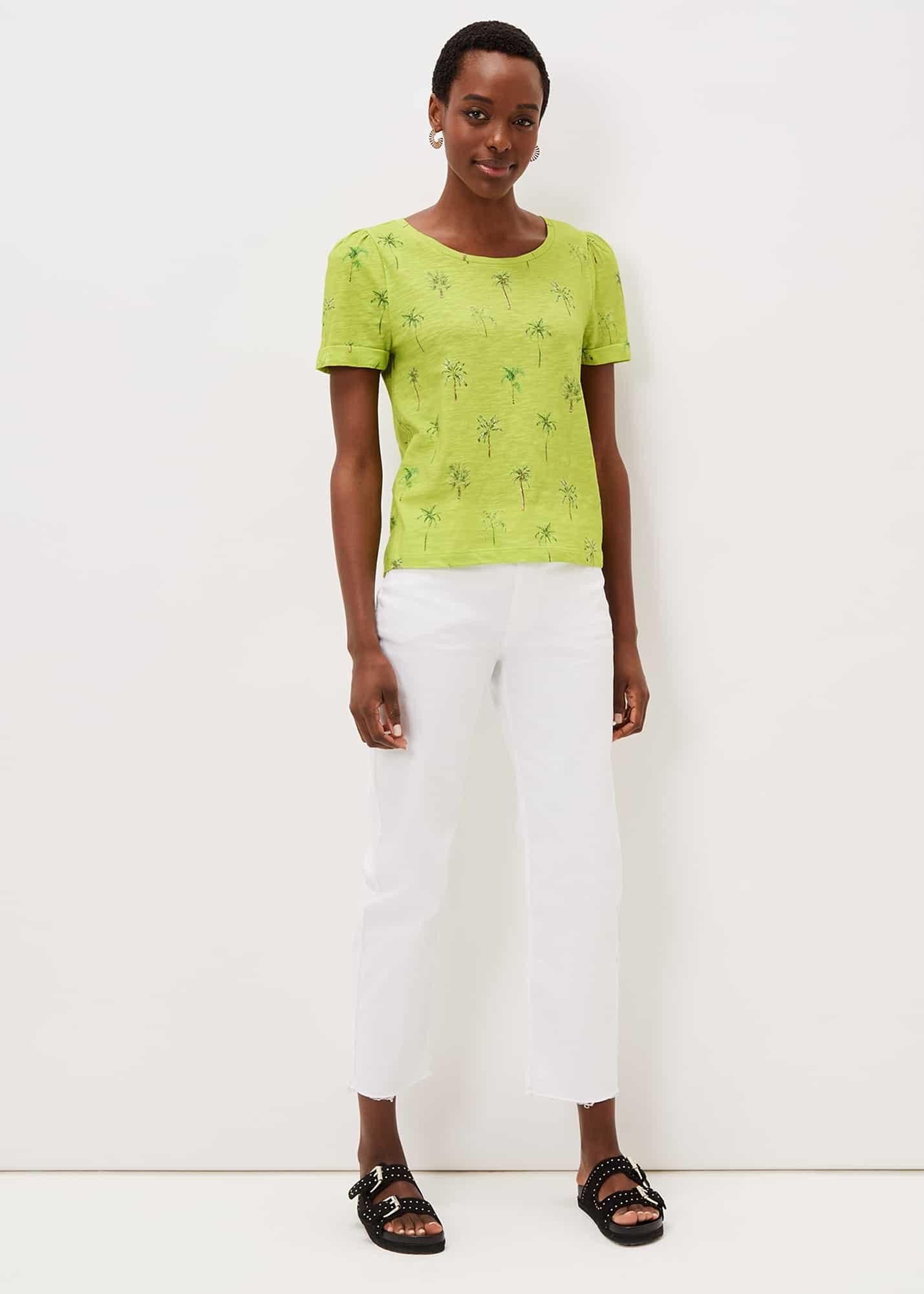 Violeta Cotton Palm Print Top