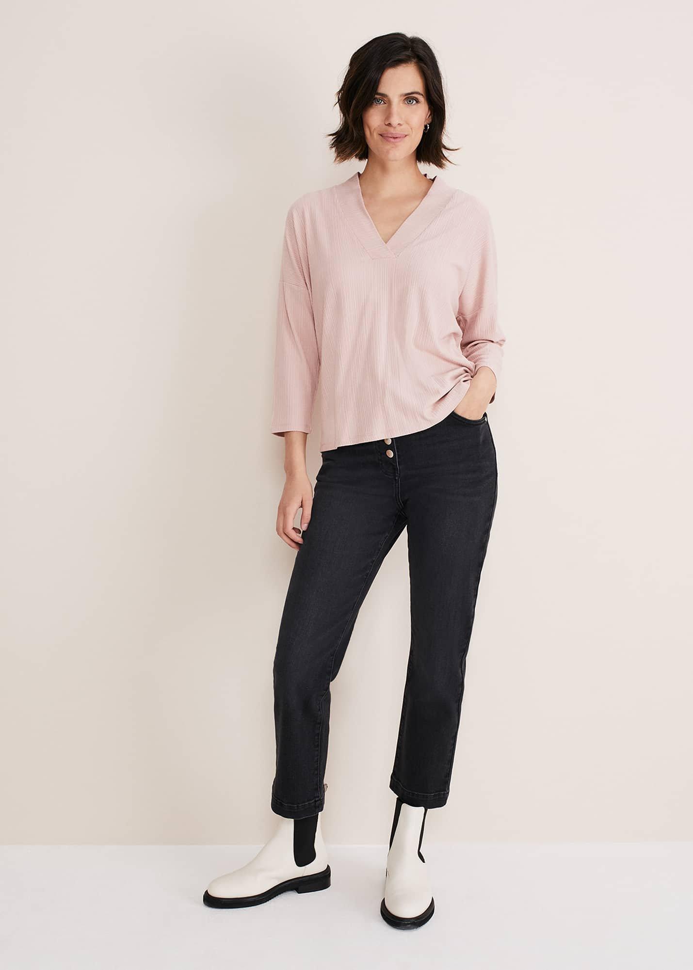 Shellie Textured V Neck Top