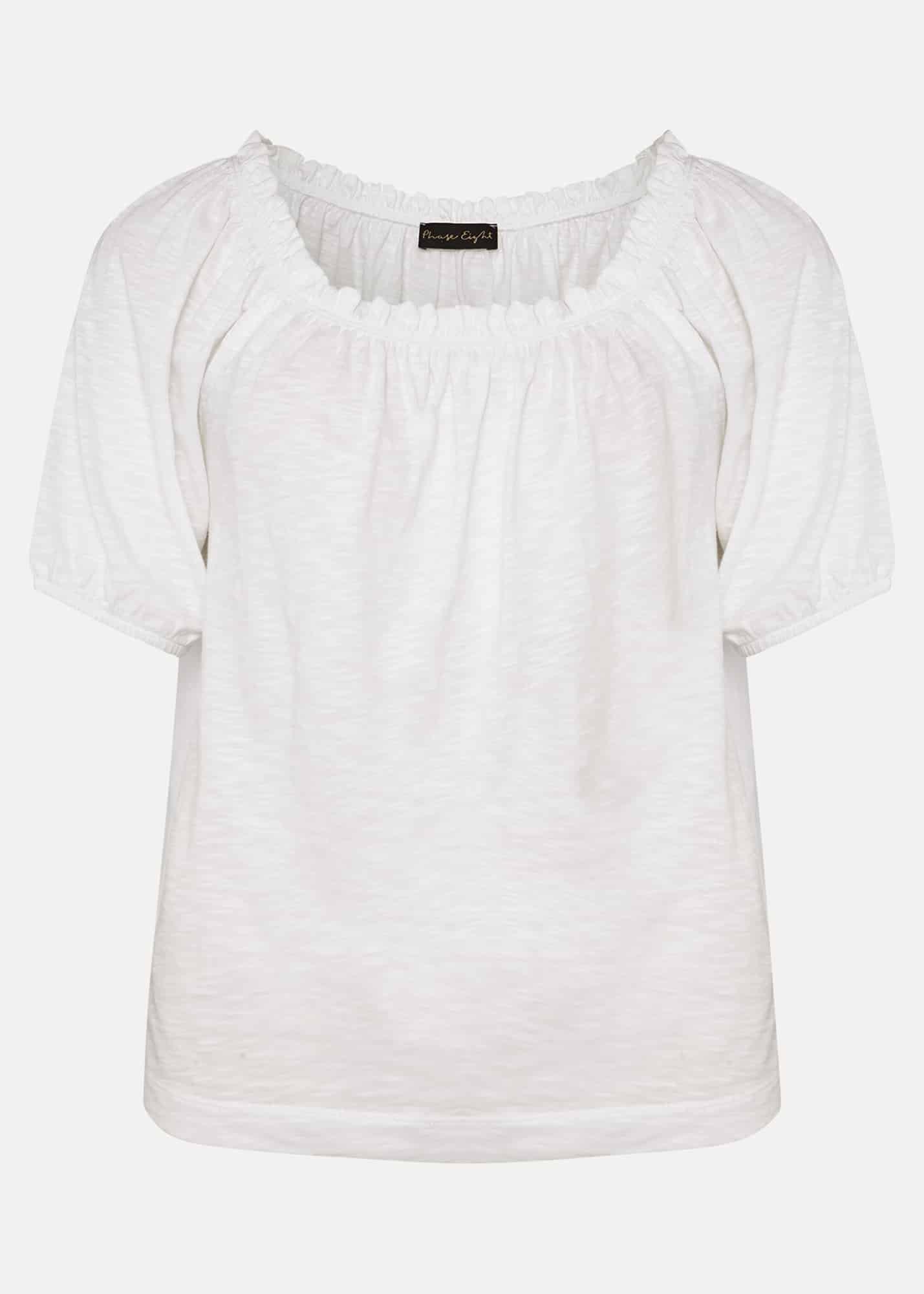 Rana Ruched Neck Puff Sleeve Top
