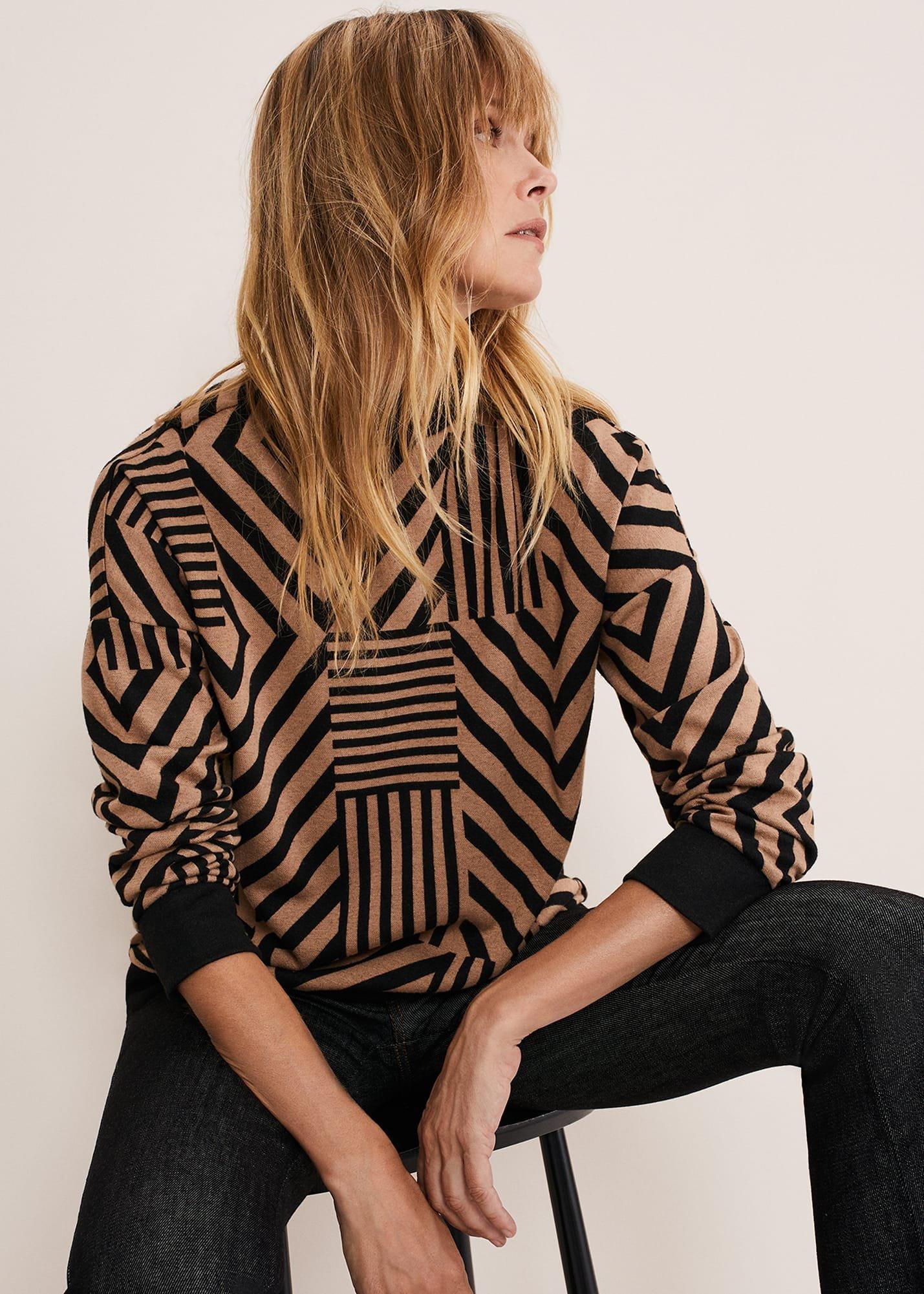 Renatta Patched Geo Jacquard Top