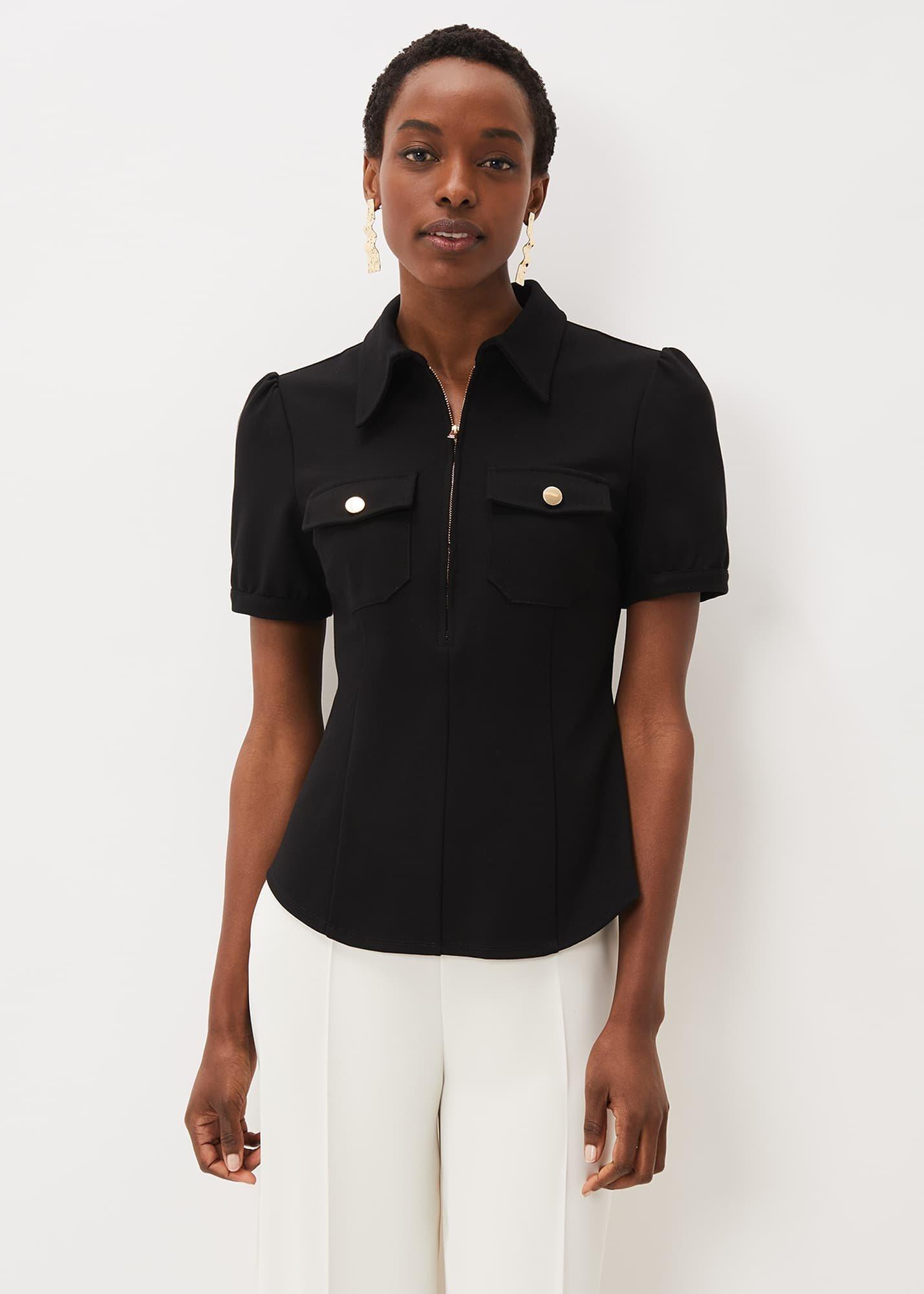 Shaden Zip Front Ponte Top