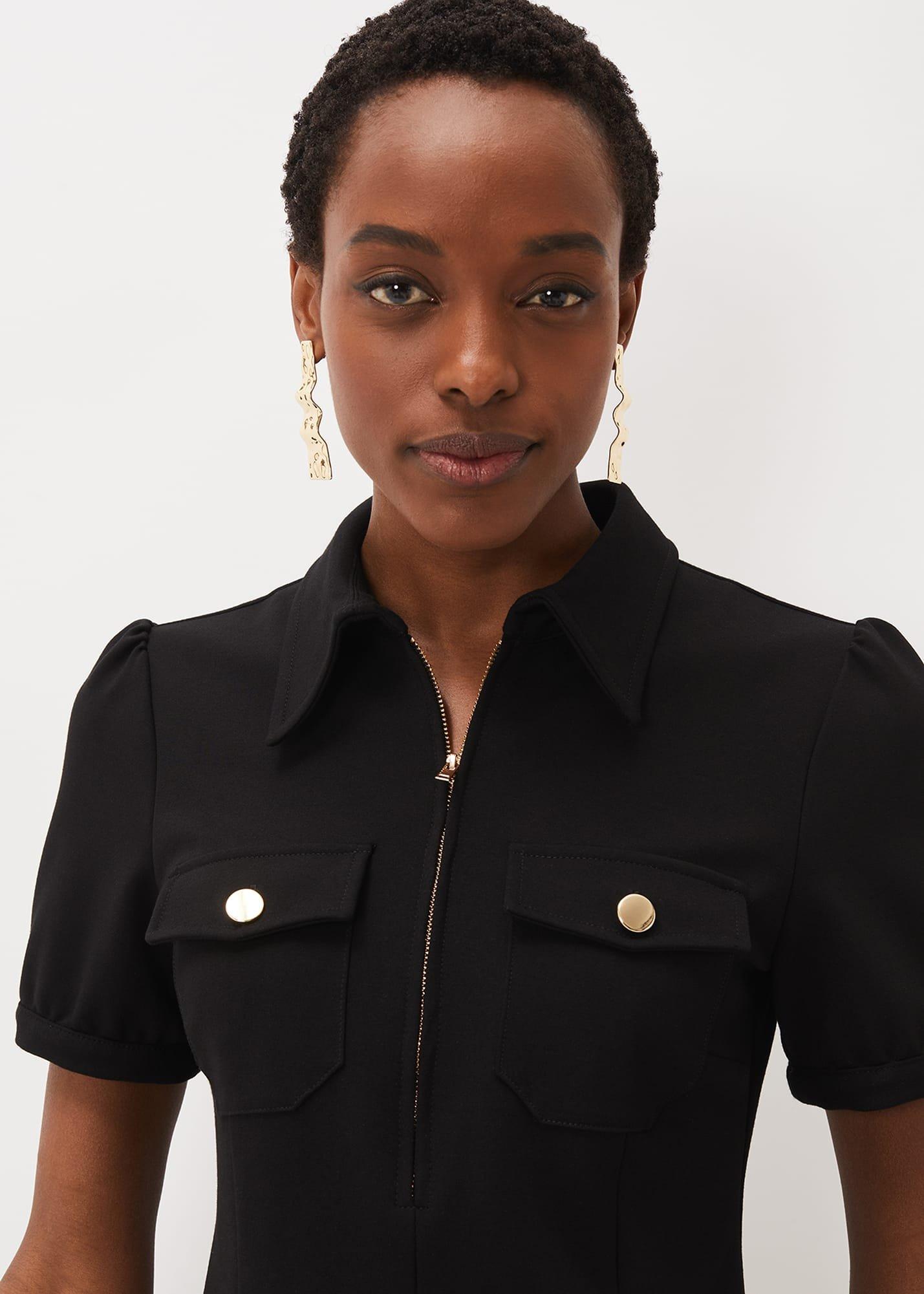 Shaden Zip Front Ponte Top
