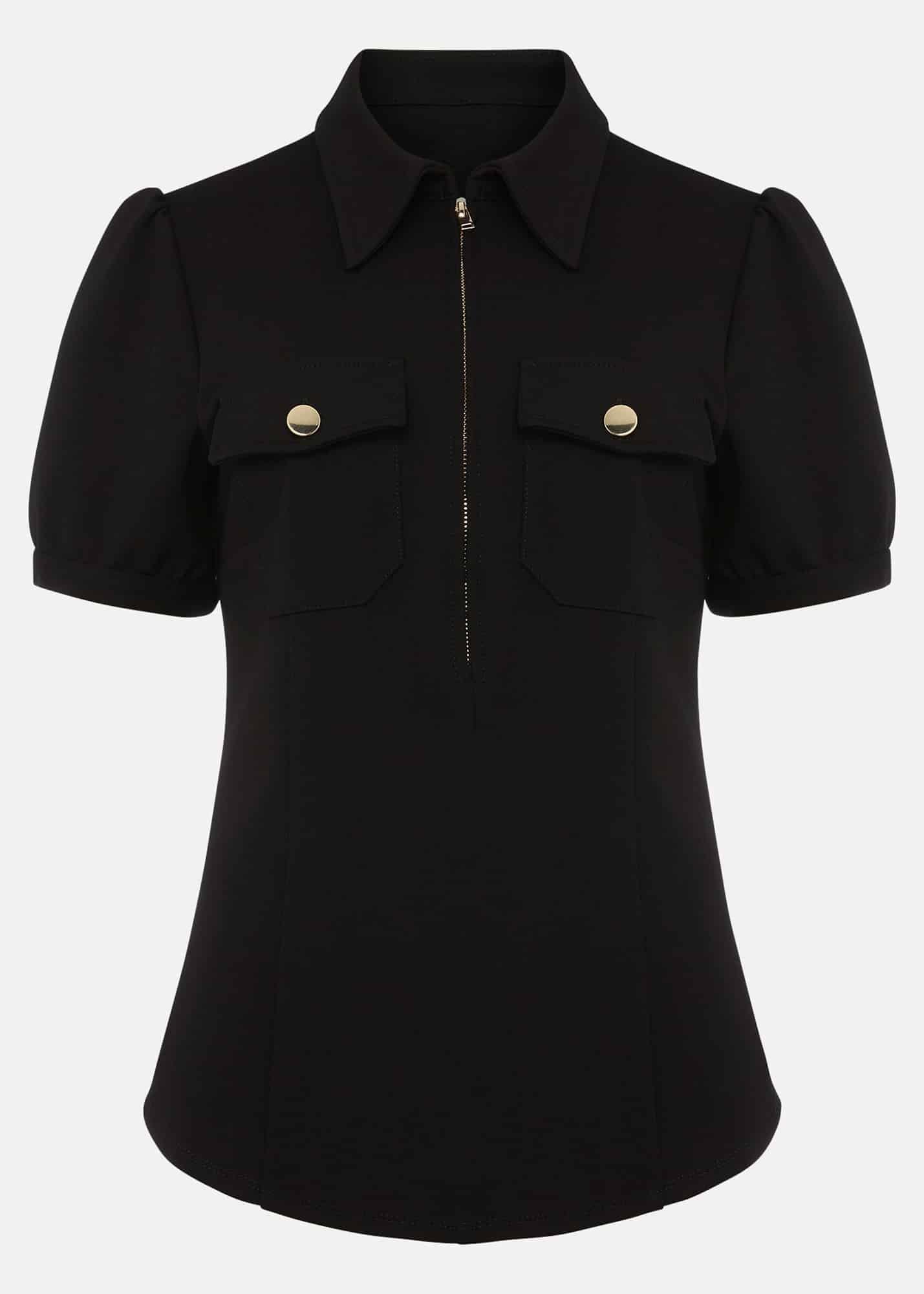 Shaden Zip Front Ponte Top