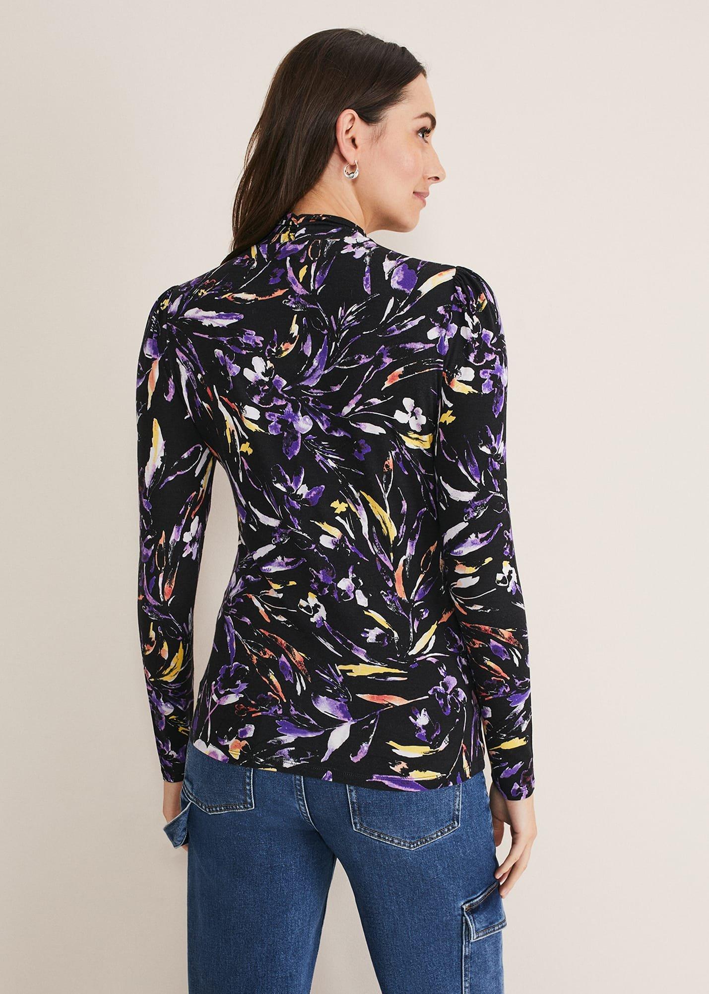 Mellanie Jersey Floral High Neck Top