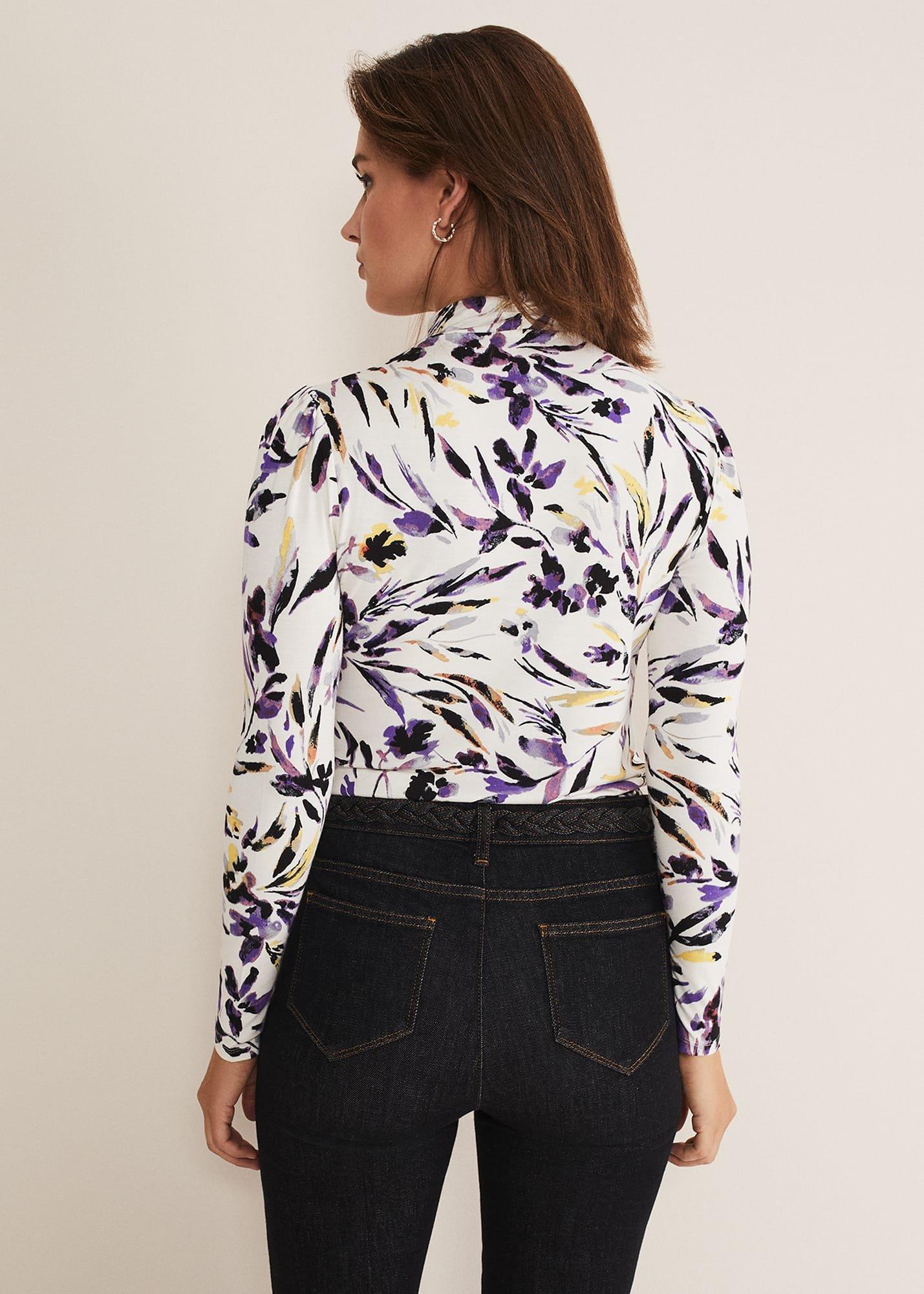 Mellanie Jersey Floral High Neck Top