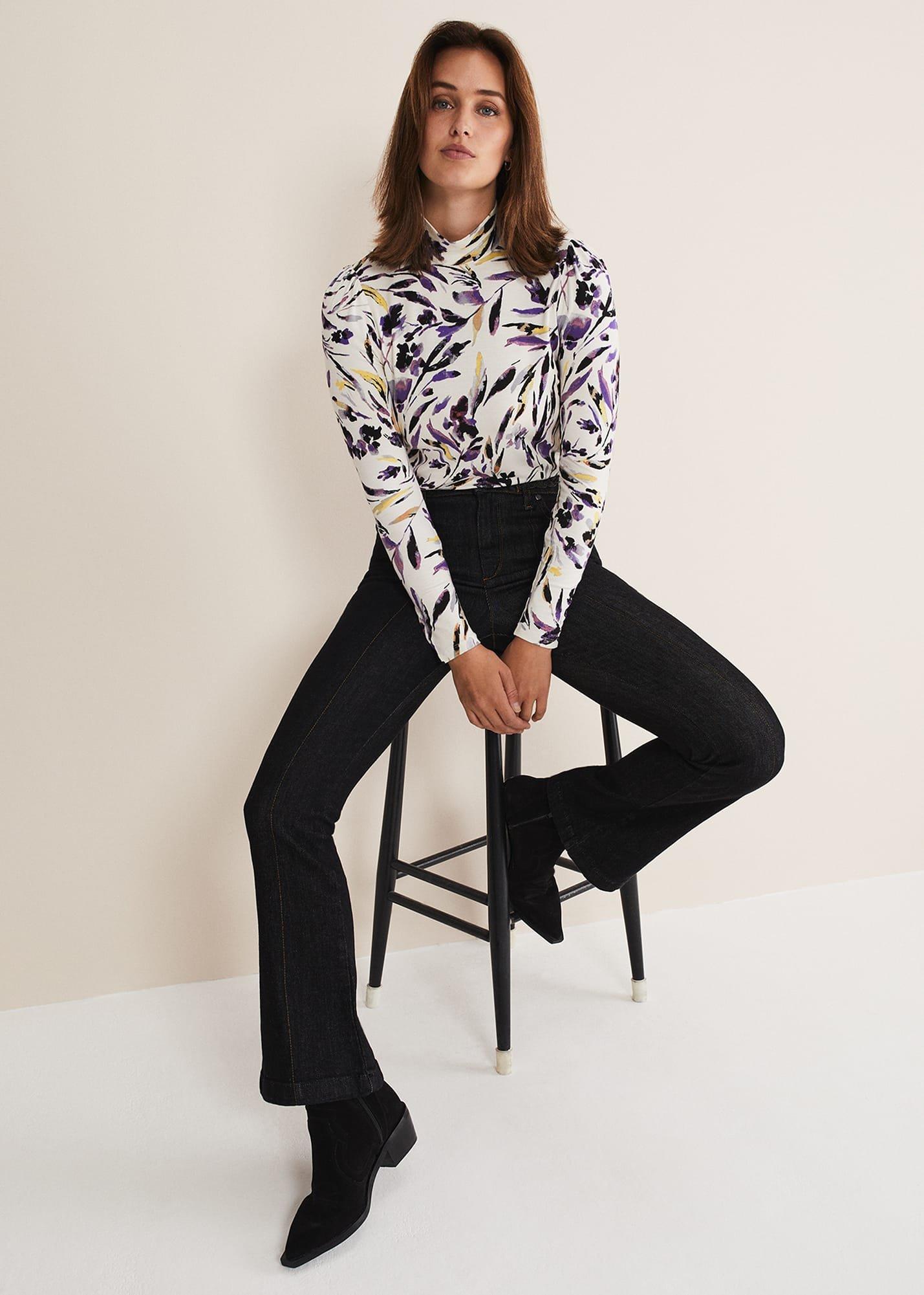 Mellanie Jersey Floral High Neck Top