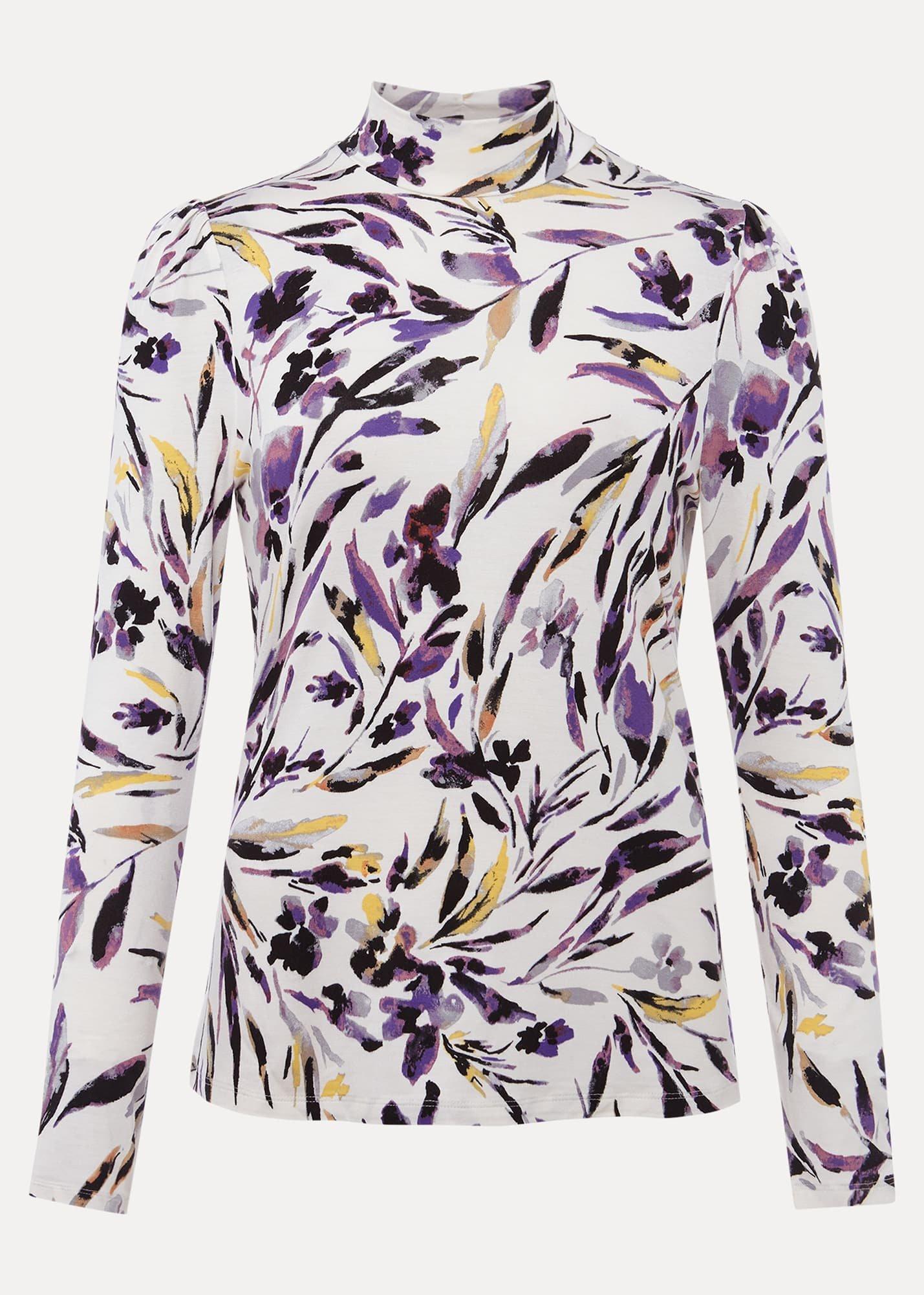 Mellanie Jersey Floral High Neck Top