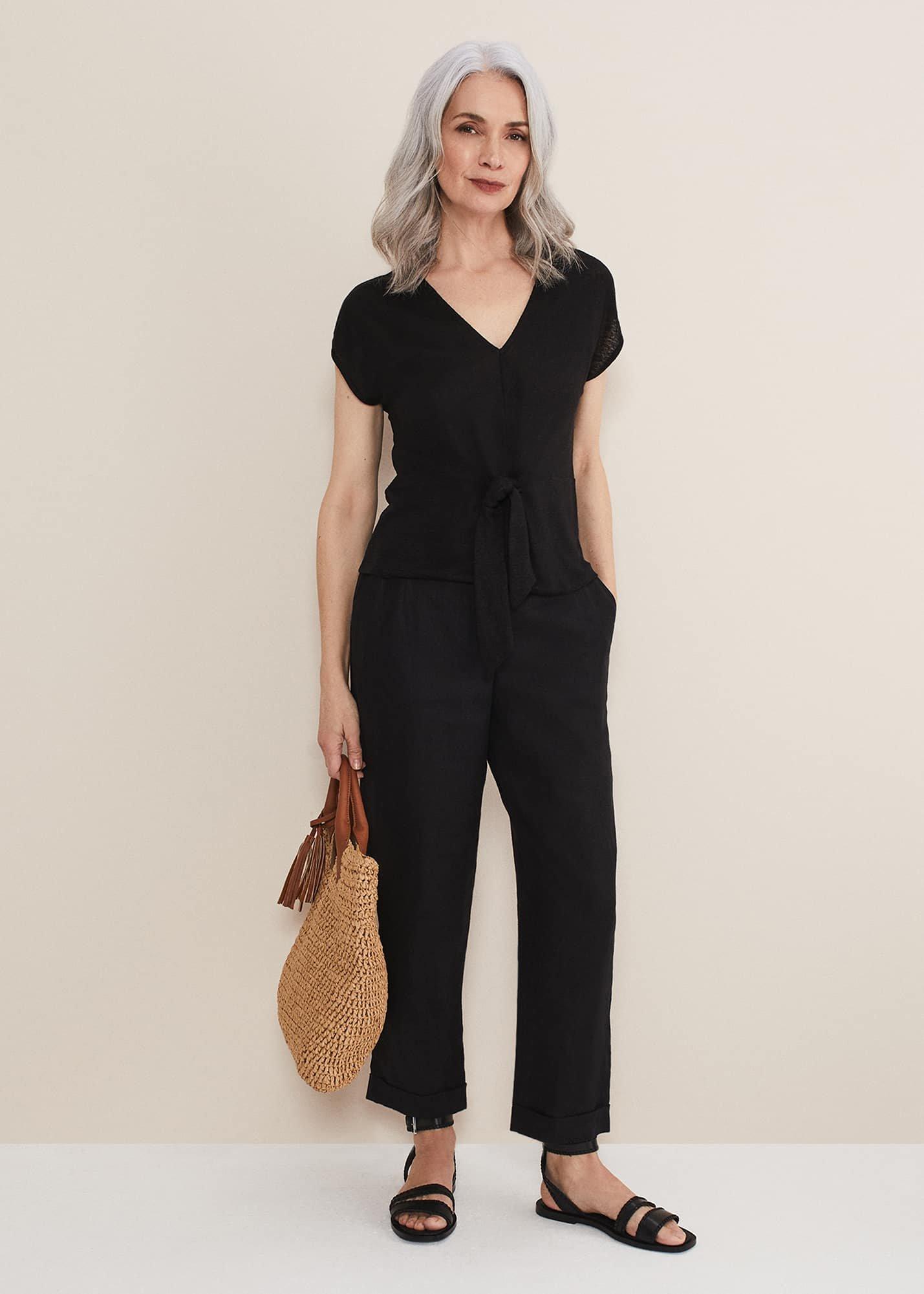 Reyna Linen Tie Front Top