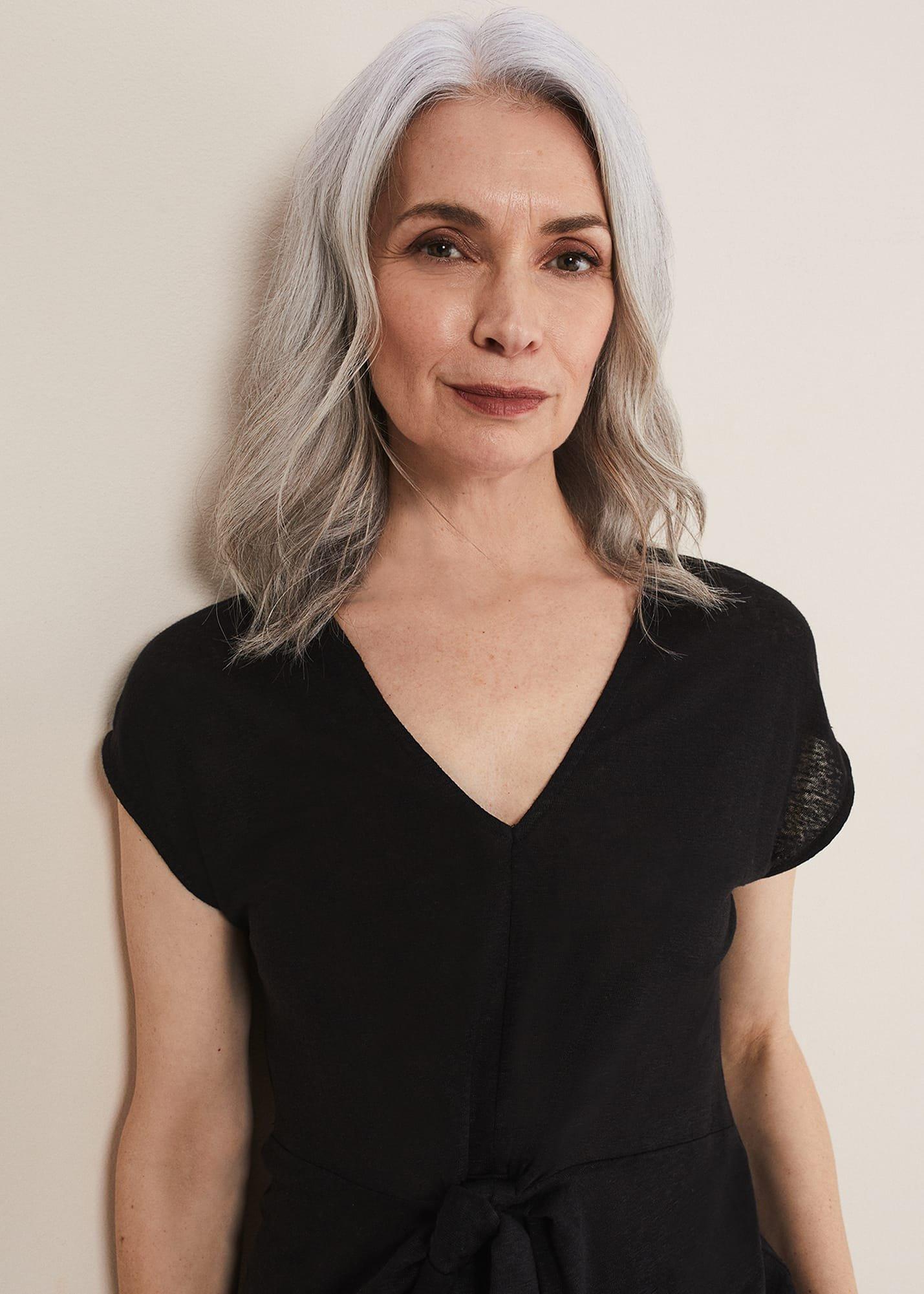 Reyna Linen Tie Front Top