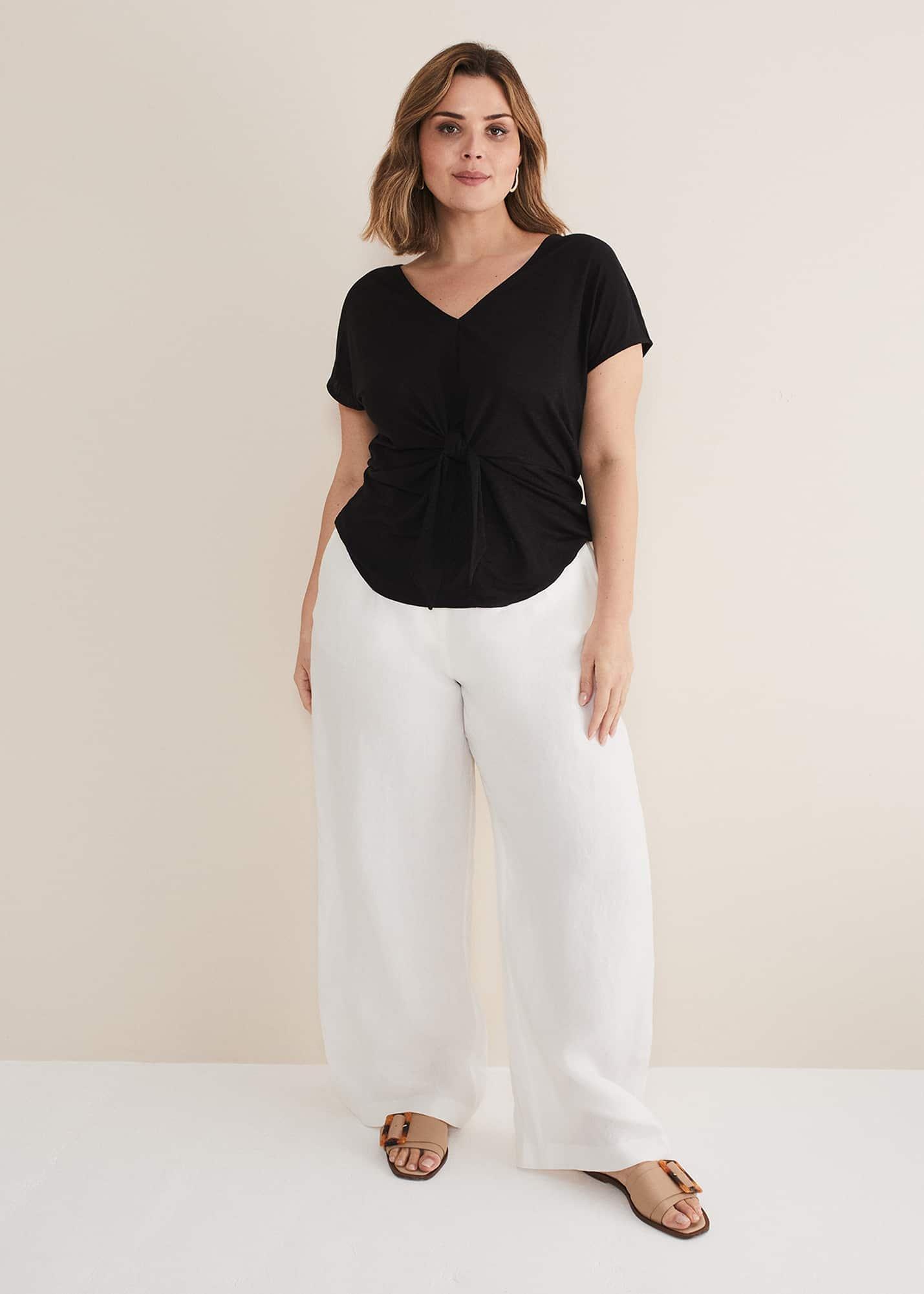 Reyna Linen Tie Front Top