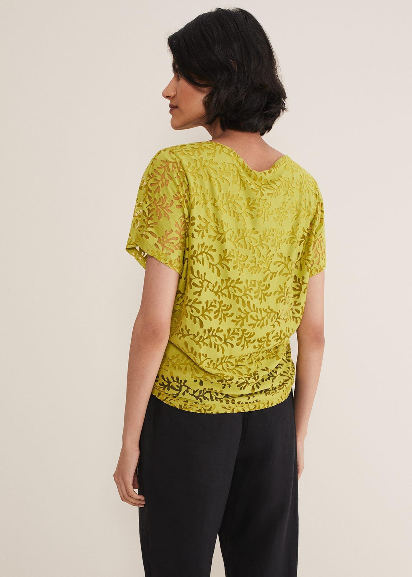 Kirstin Leaf Print Burnout Top