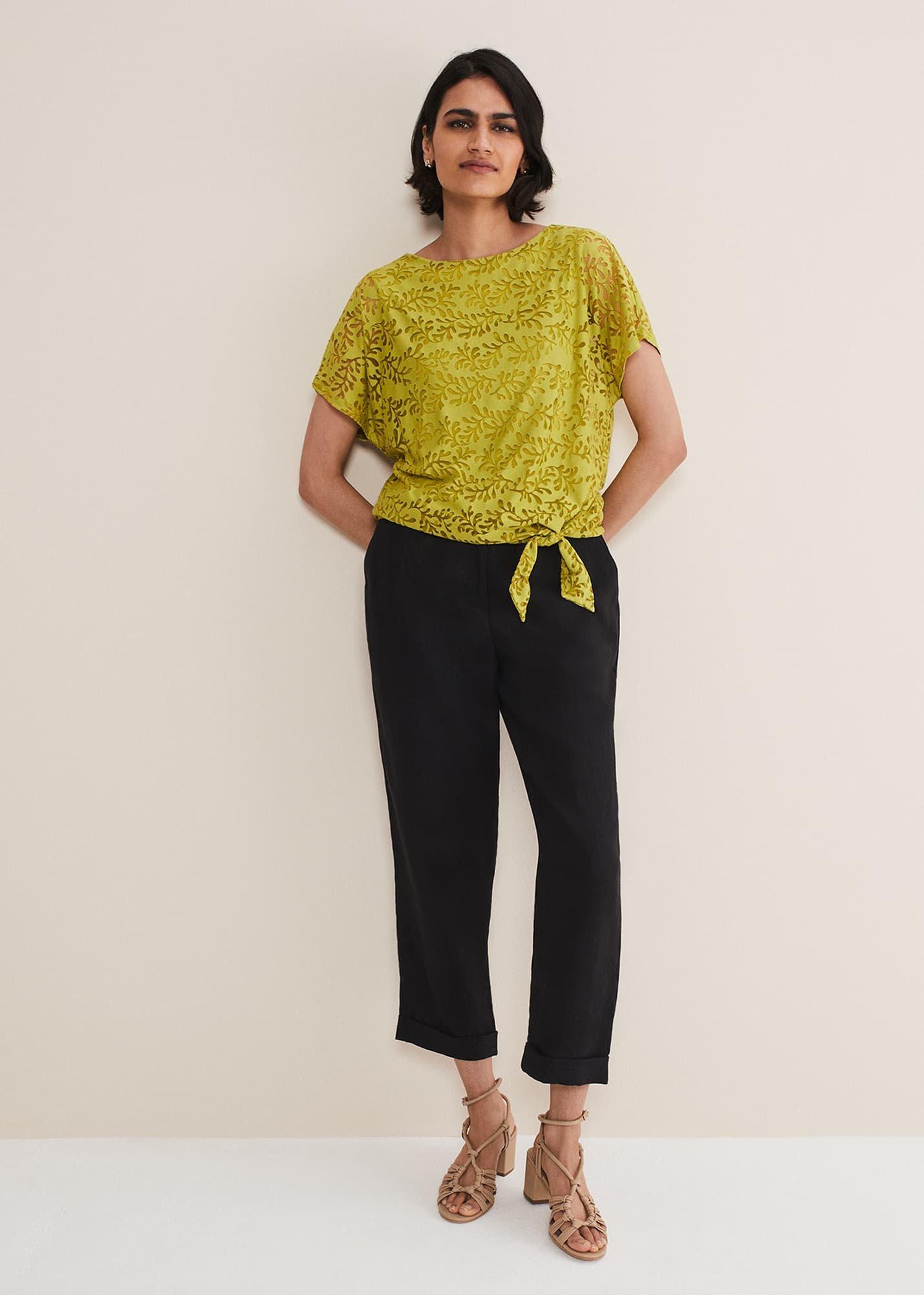 Kirstin Leaf Print Burnout Top