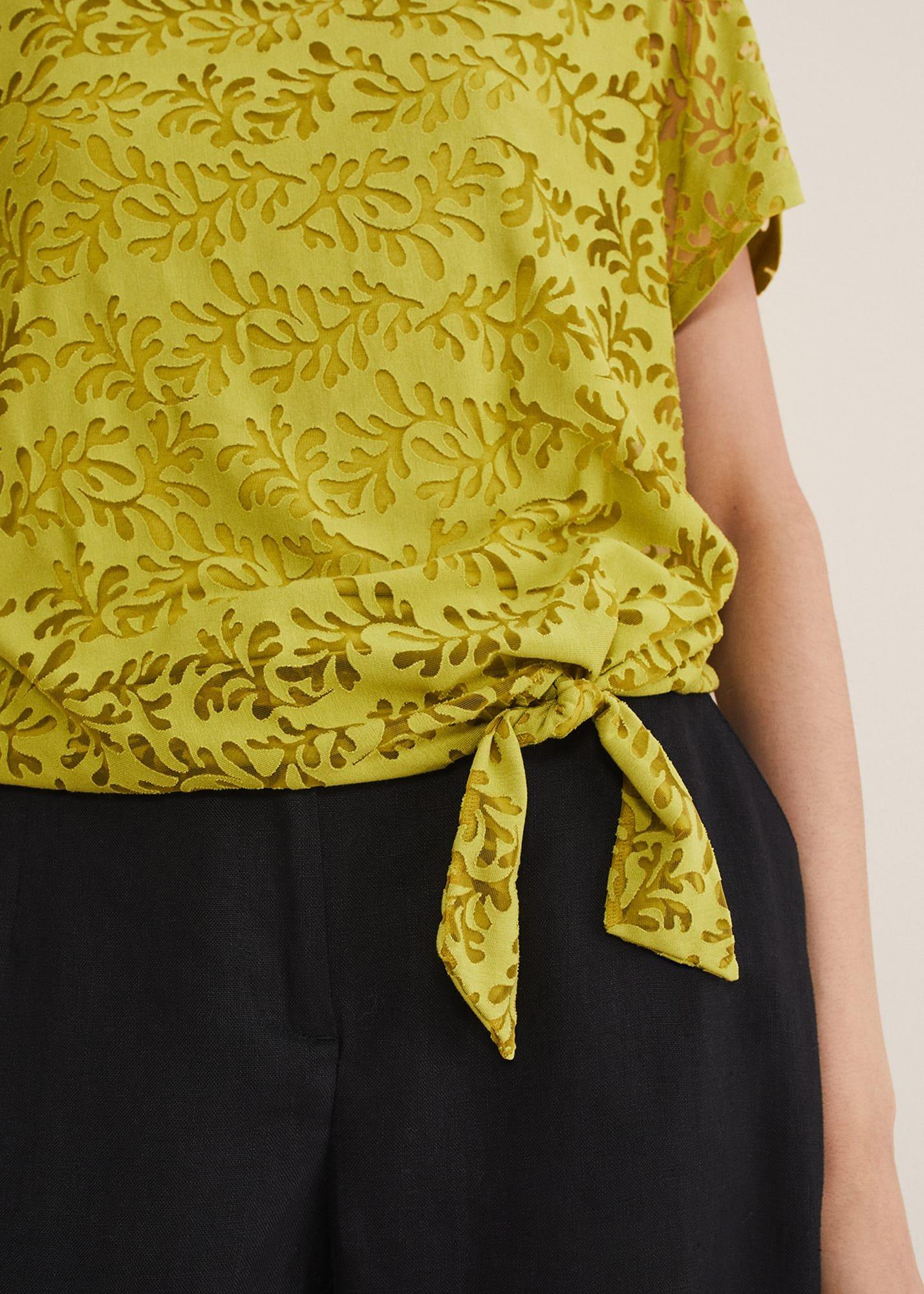 Kirstin Leaf Print Burnout Top