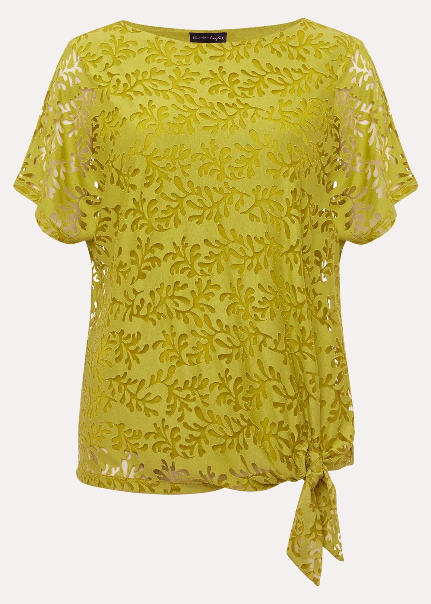 Kirstin Leaf Print Burnout Top