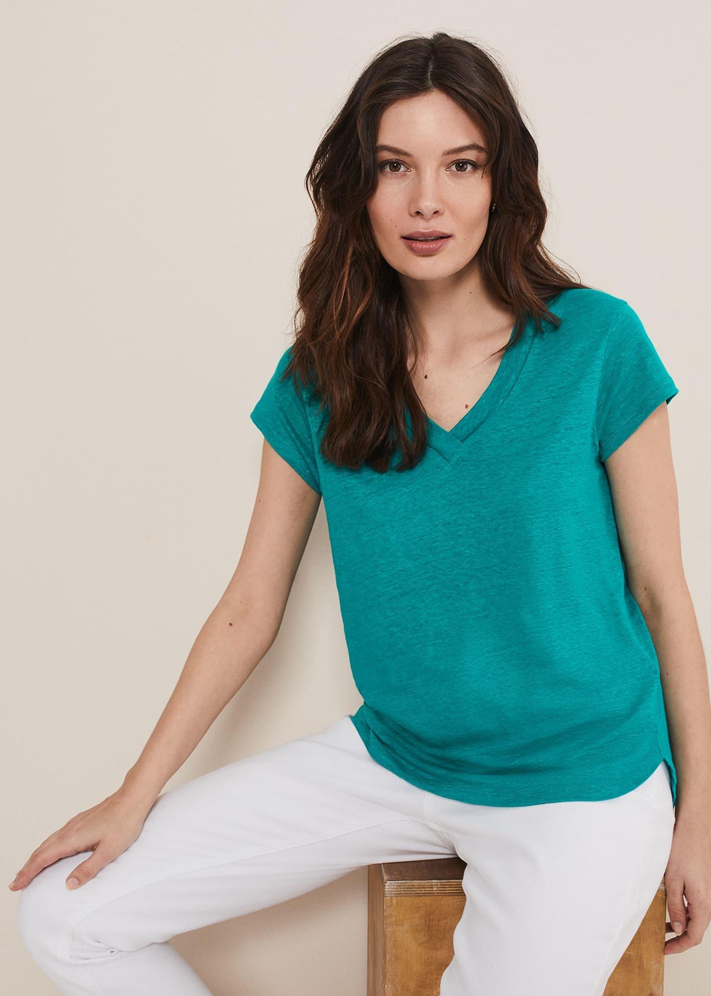 Emera V Neck Linen Top