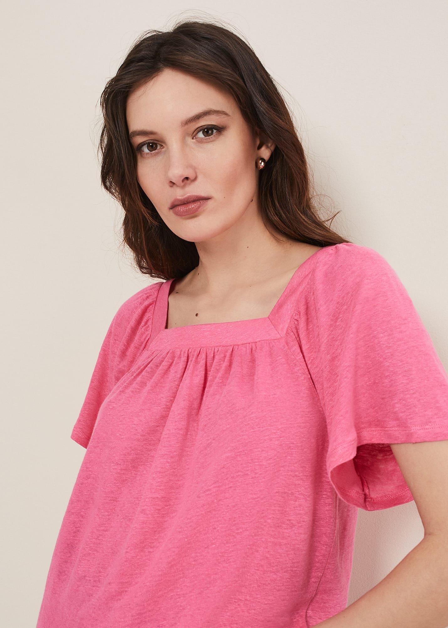 Saffy Linen Flutter Sleeve Top