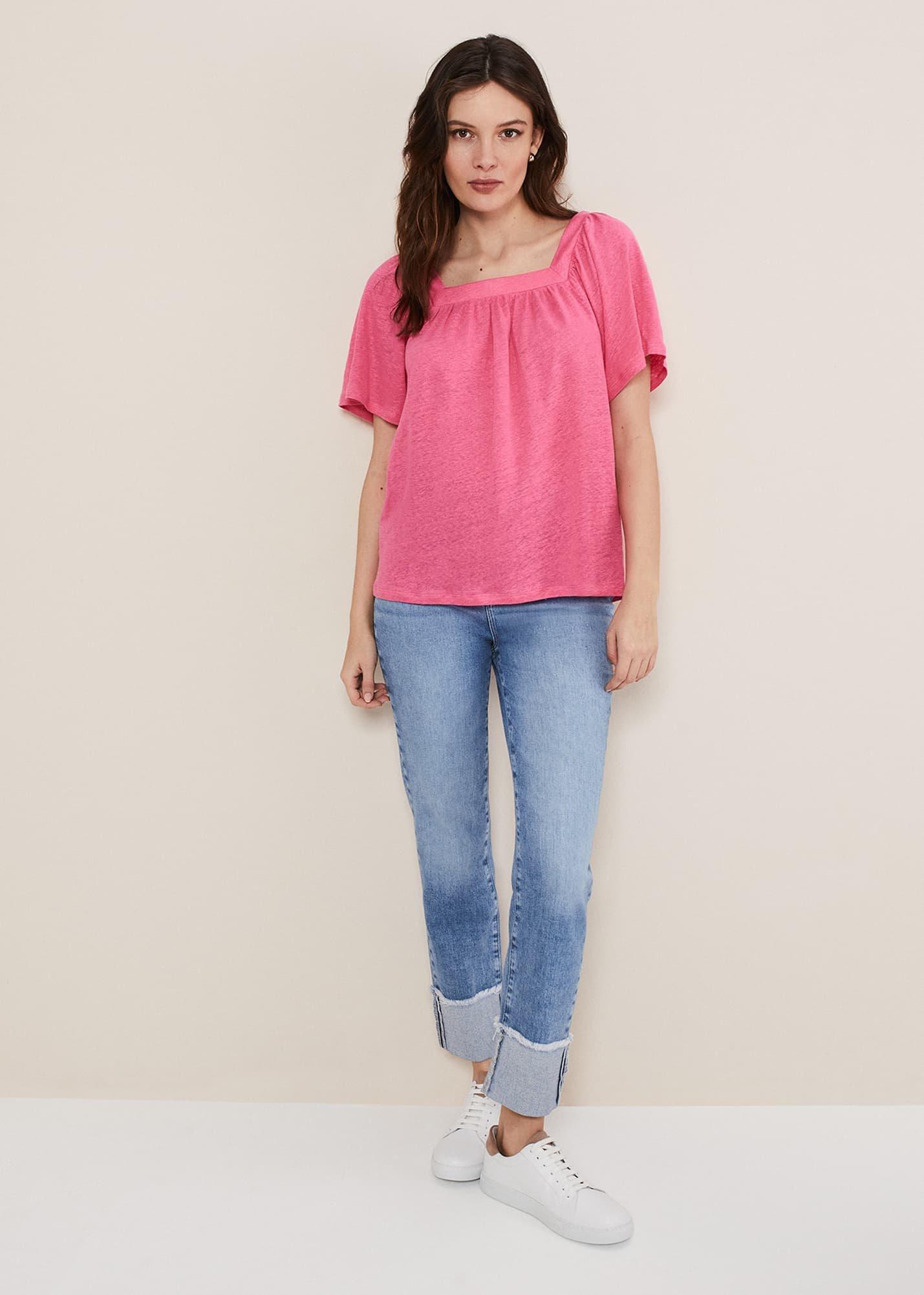 Saffy Linen Flutter Sleeve Top