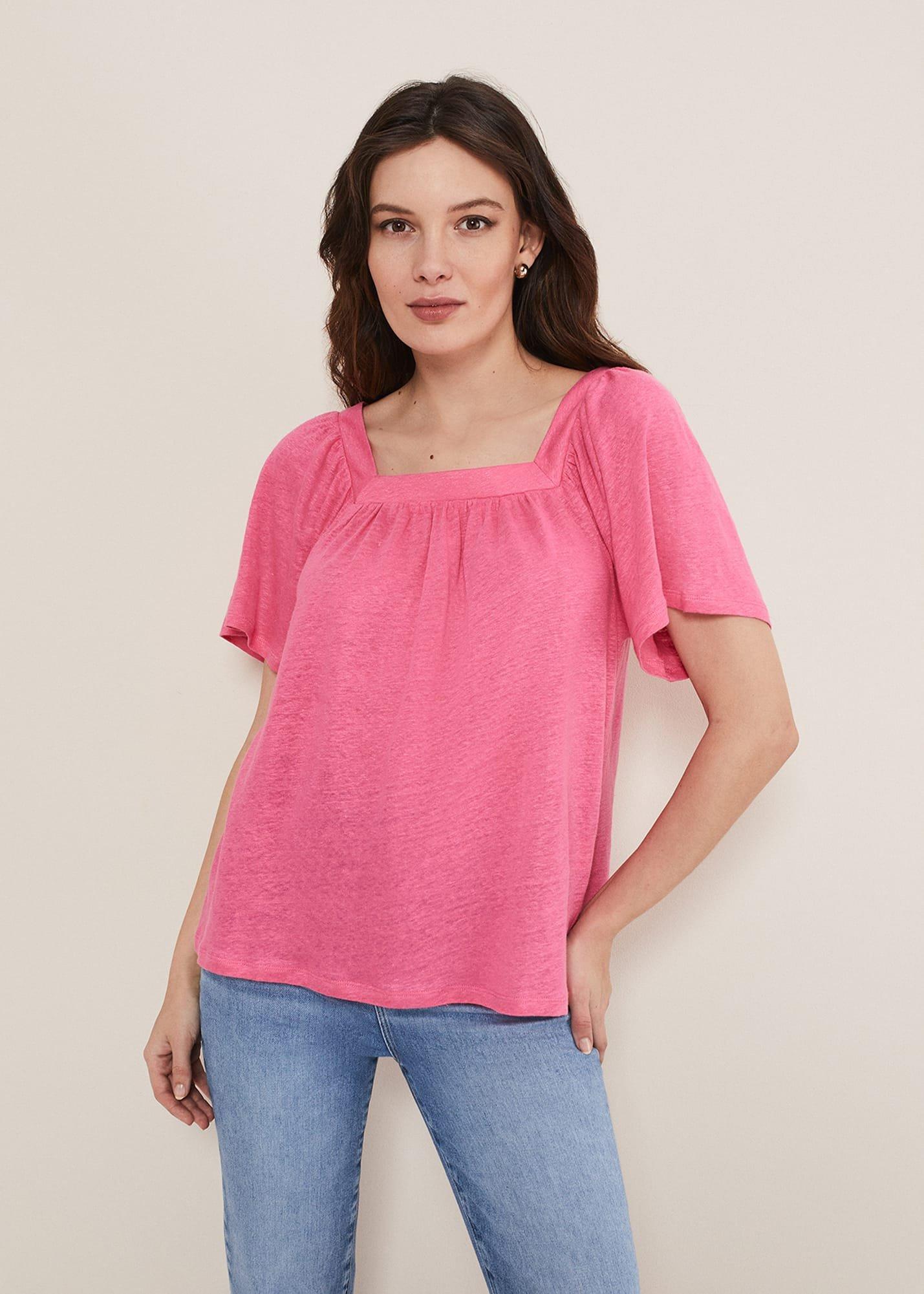 Saffy Linen Flutter Sleeve Top