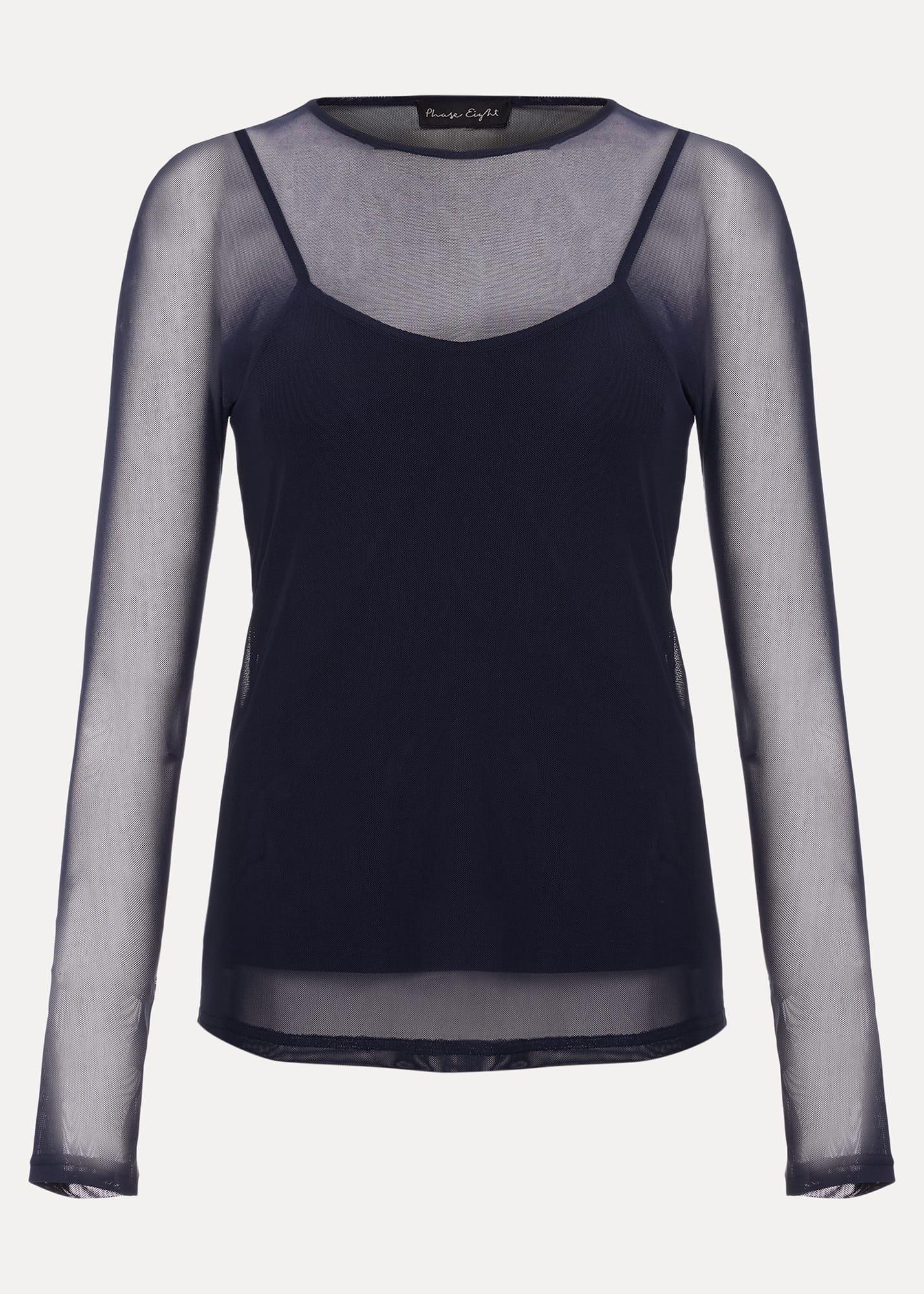 Eleena Navy Mesh Top
