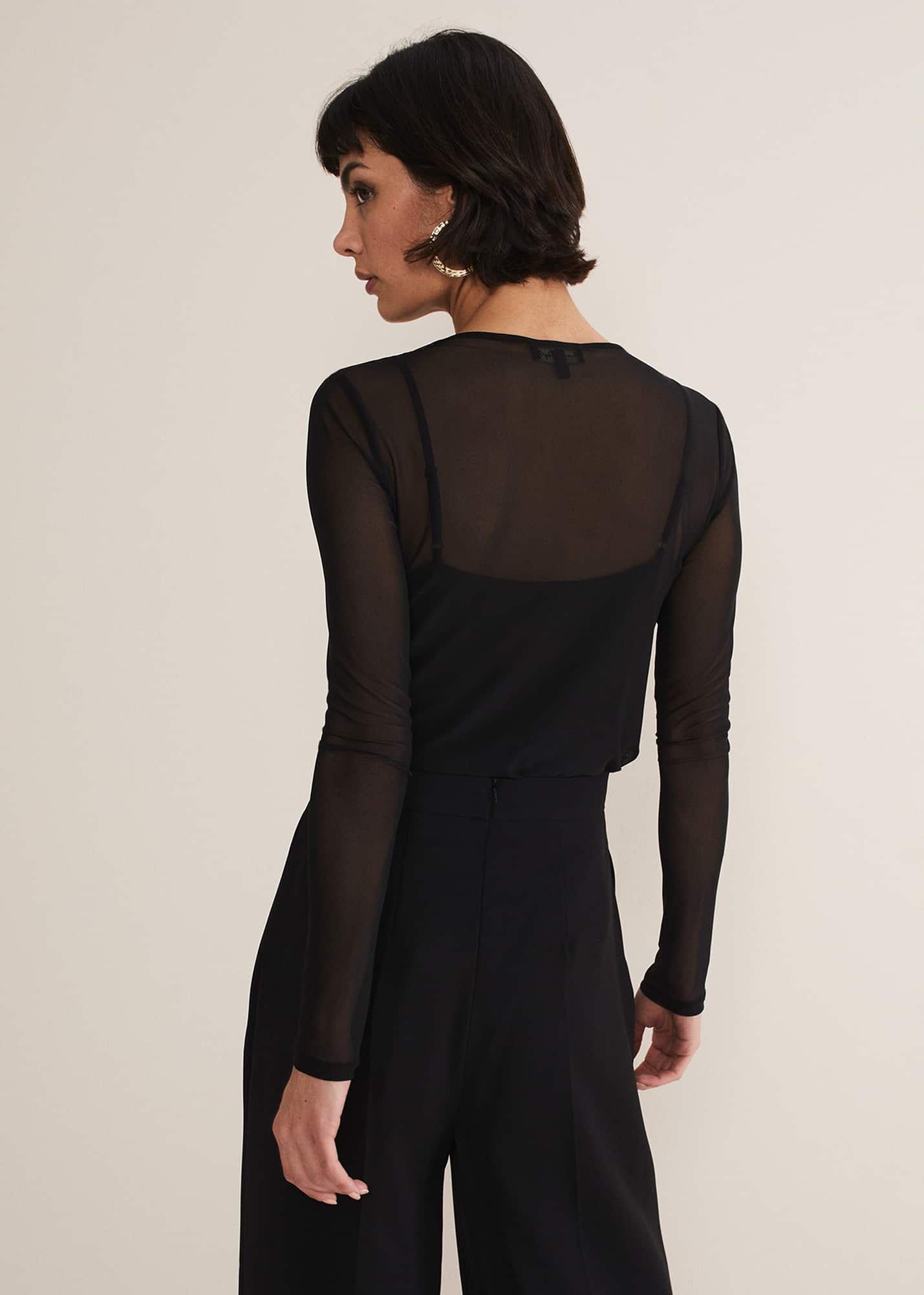 Eleena Black Mesh Top