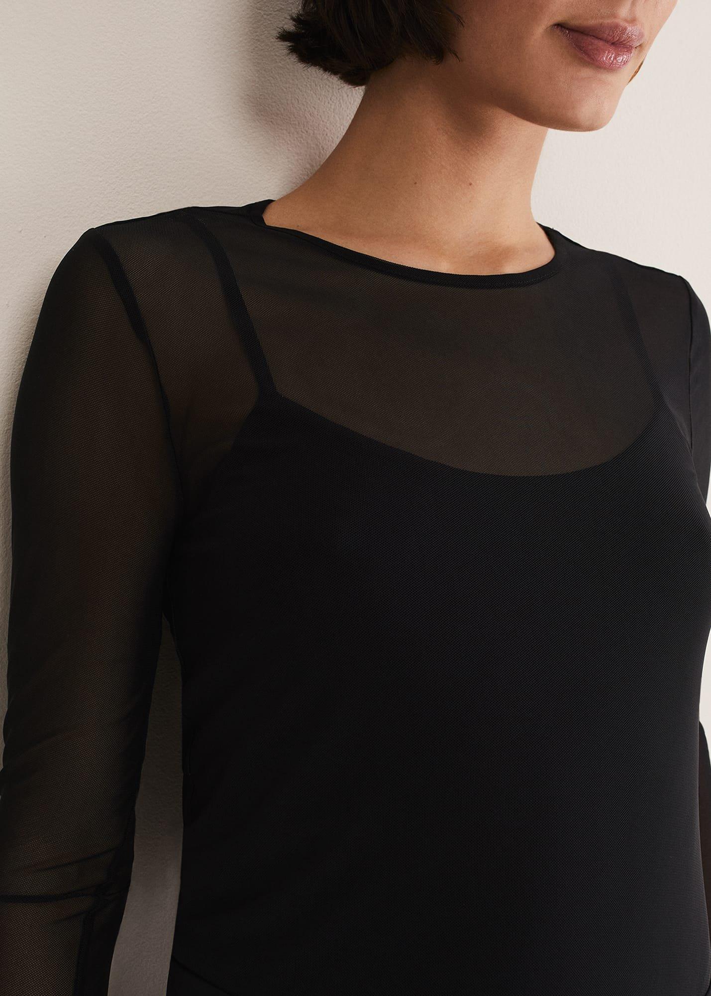 Eleena Black Mesh Top
