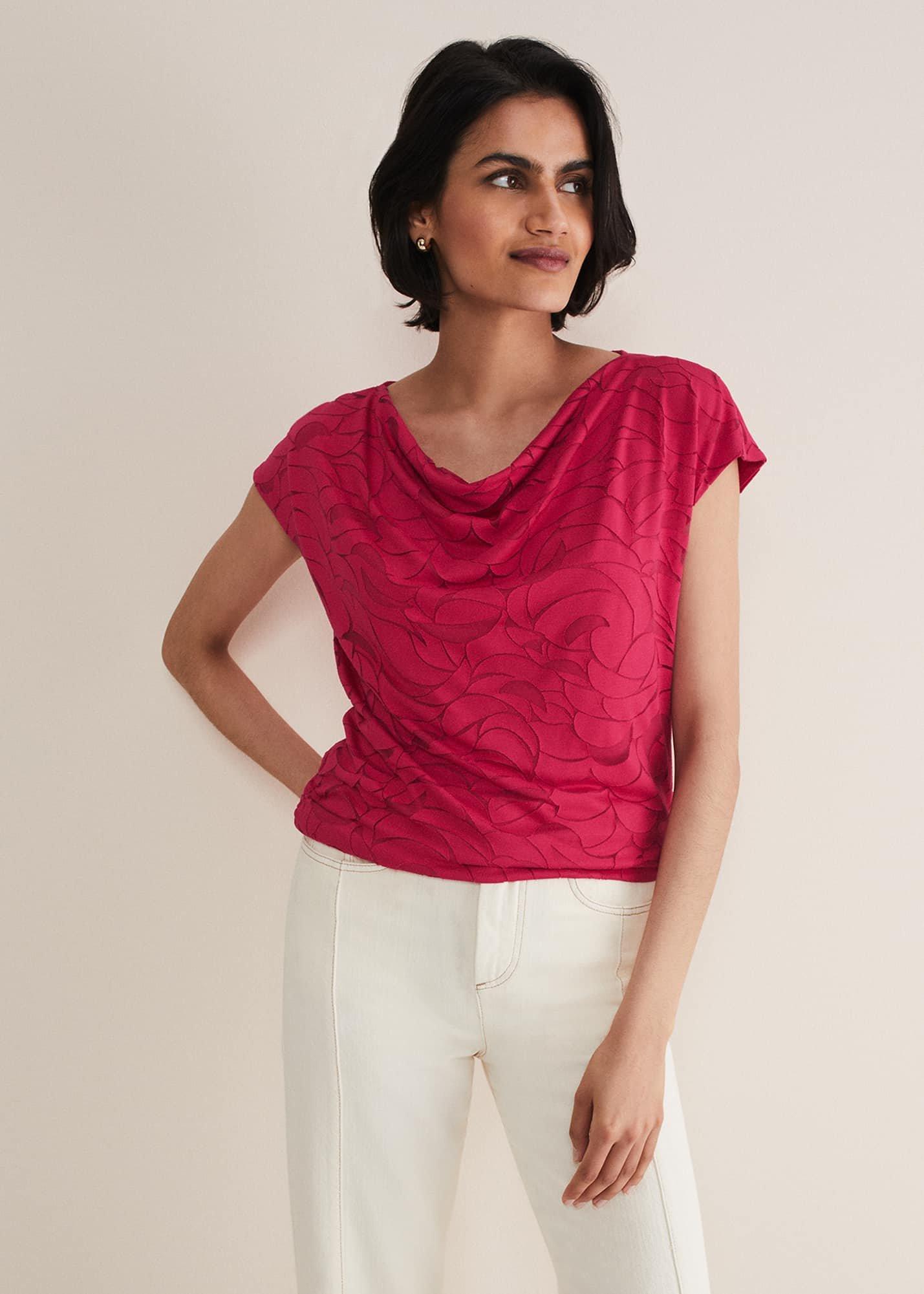 Trishna Burnout Cowl Neck Top