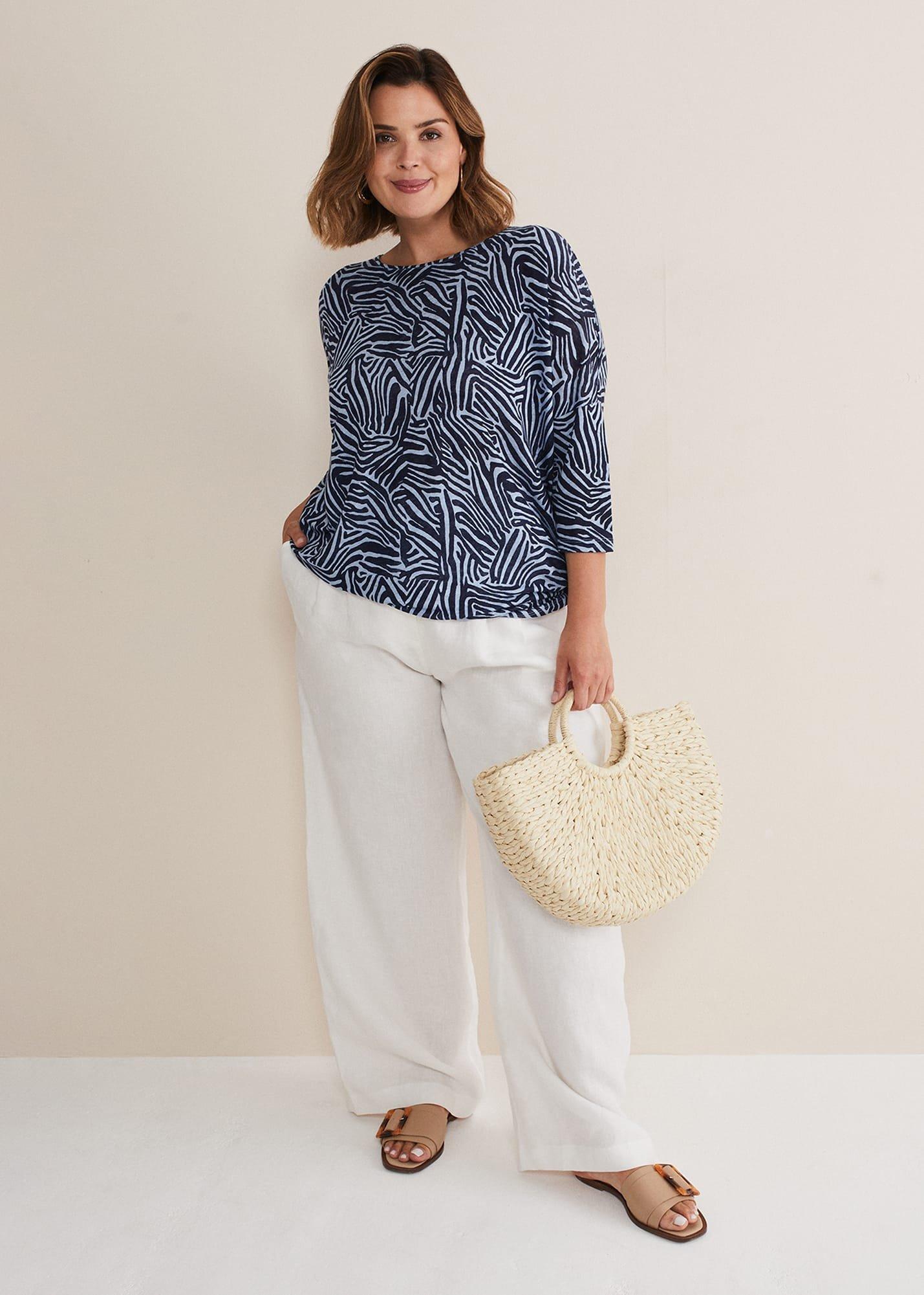 Moire Linen Zebra Print Top