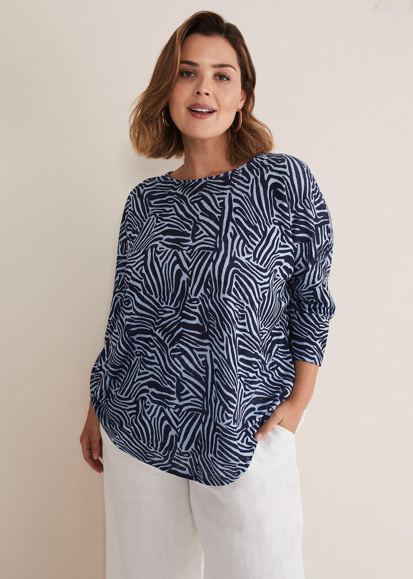 Moire Linen Zebra Print Top