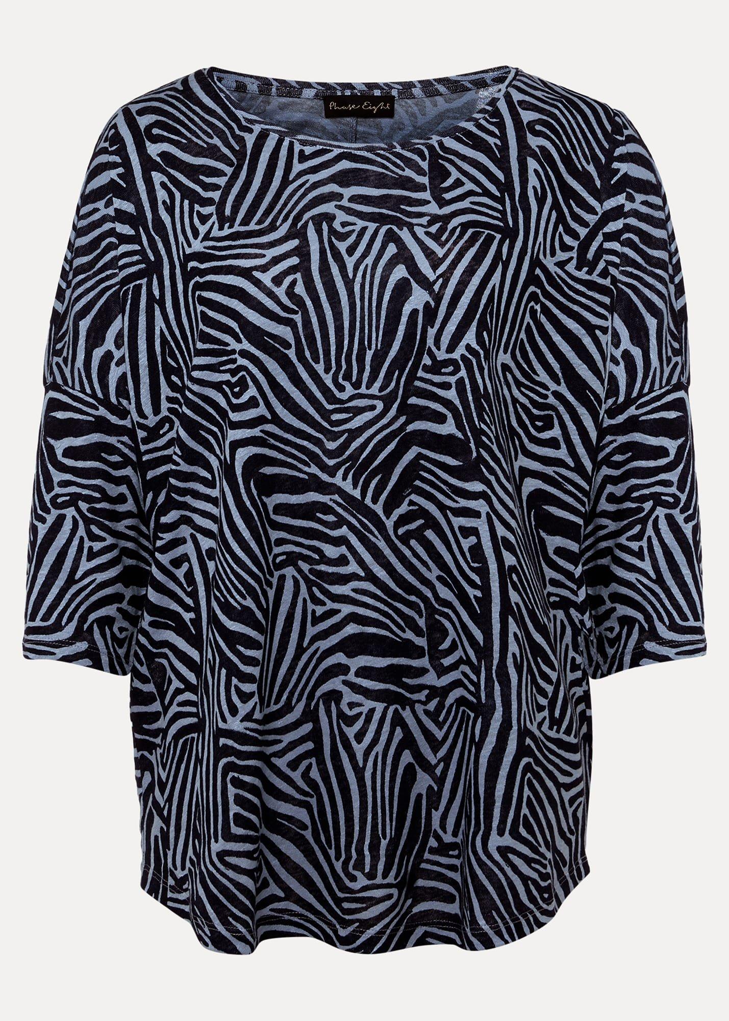 Moire Linen Zebra Print Top