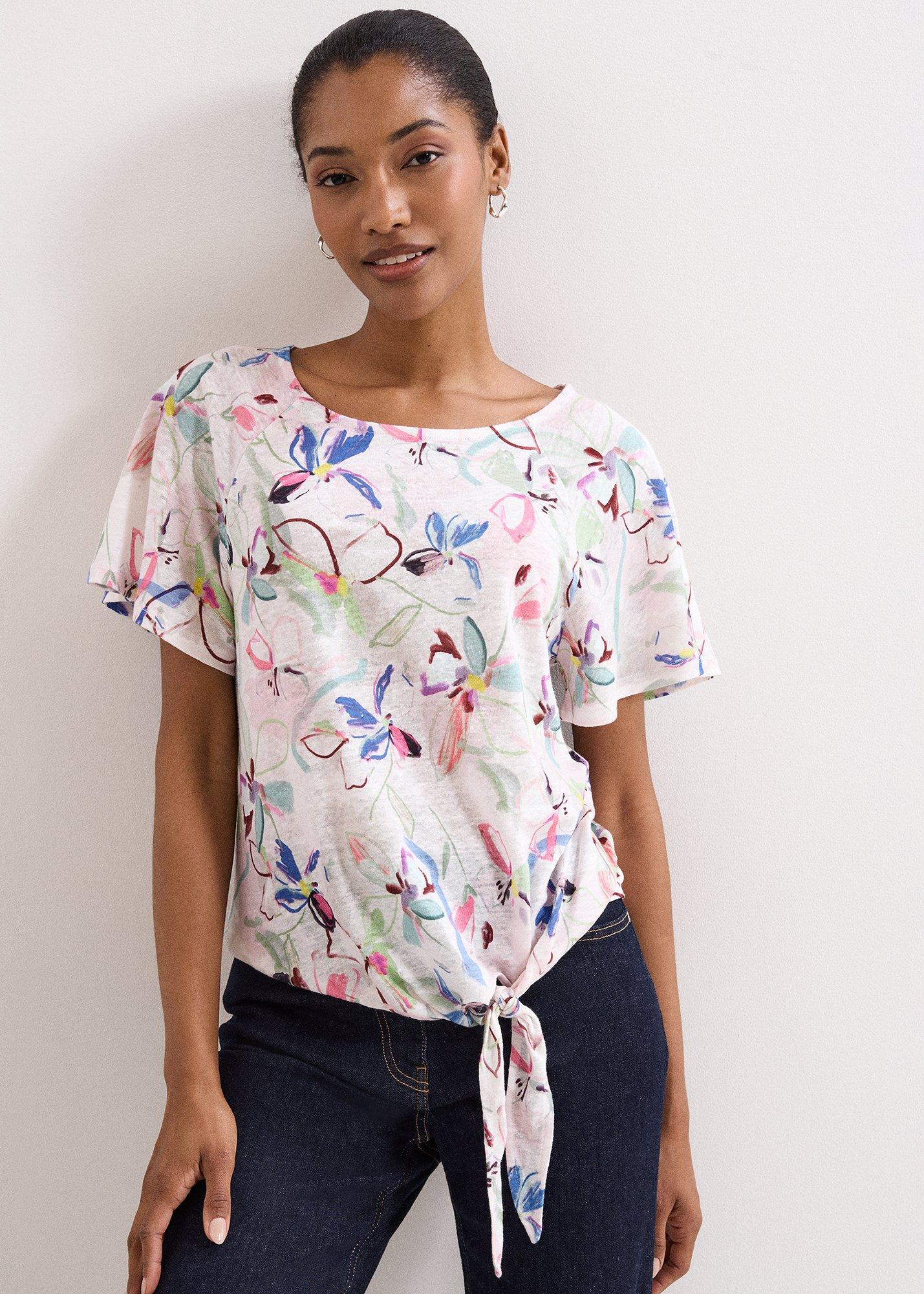 Joanna Squiggle Linen Top