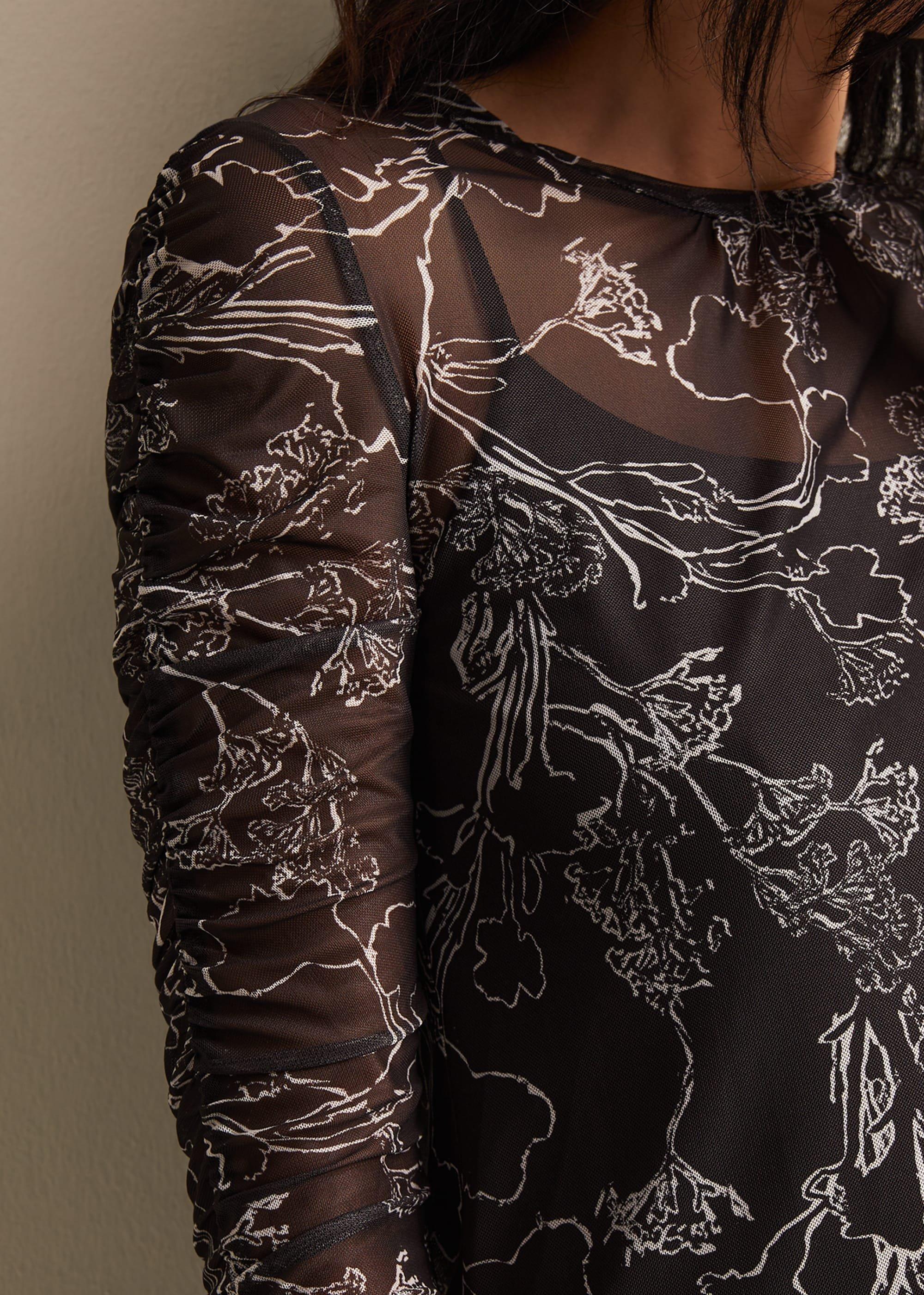 Breanna Floral Print Mesh Top