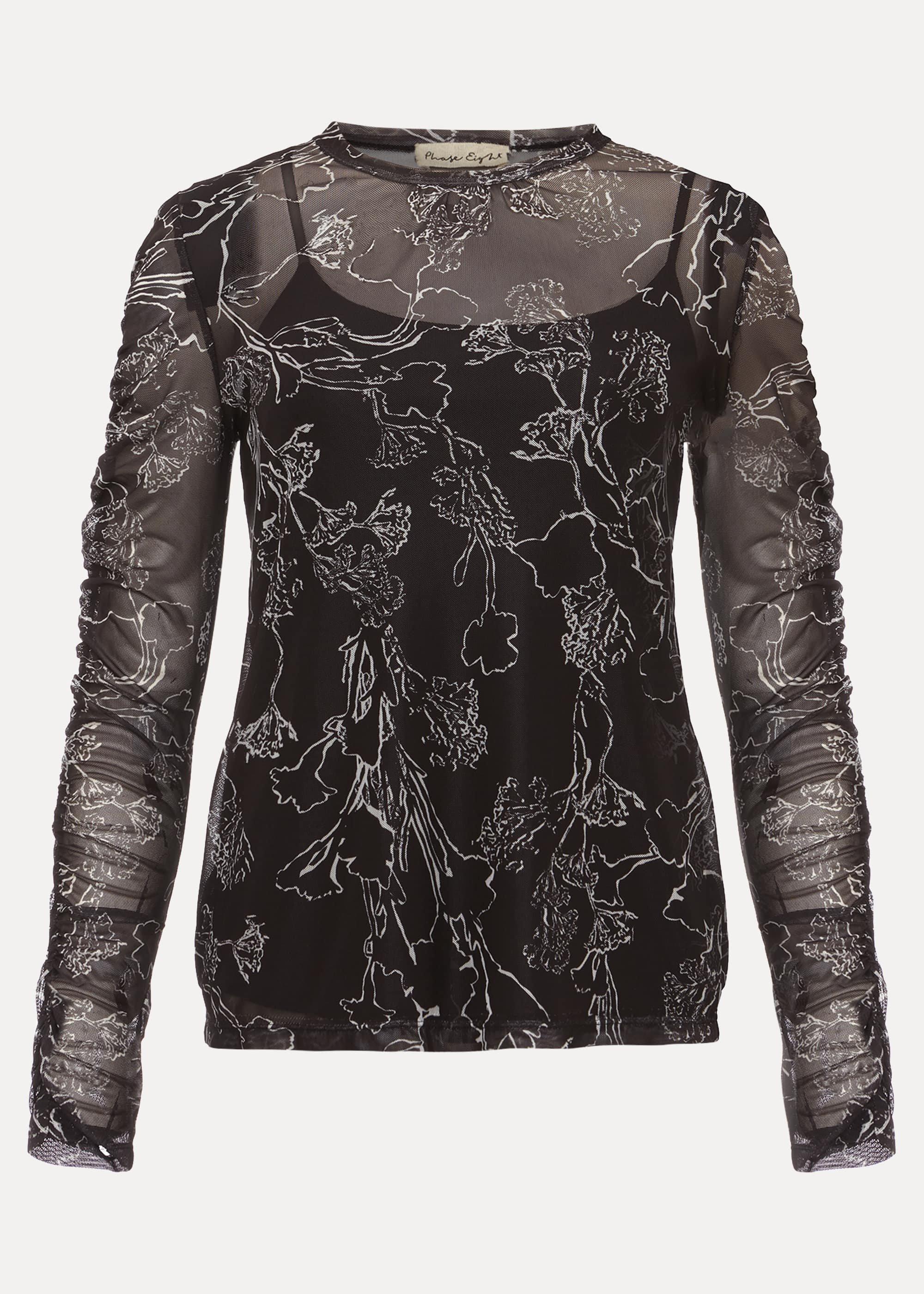 Breanna Floral Print Mesh Top