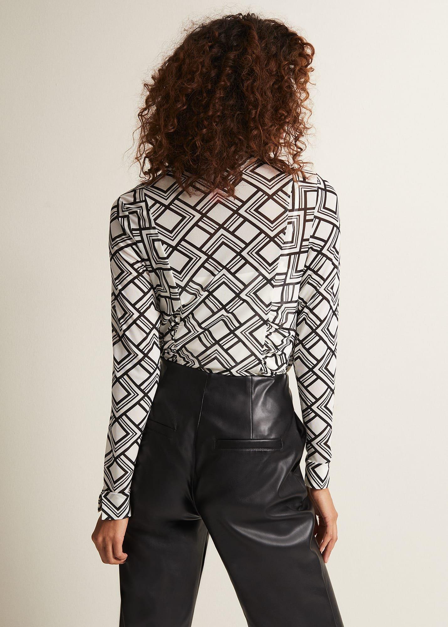 Zaylia Geo Mesh Print Shirt