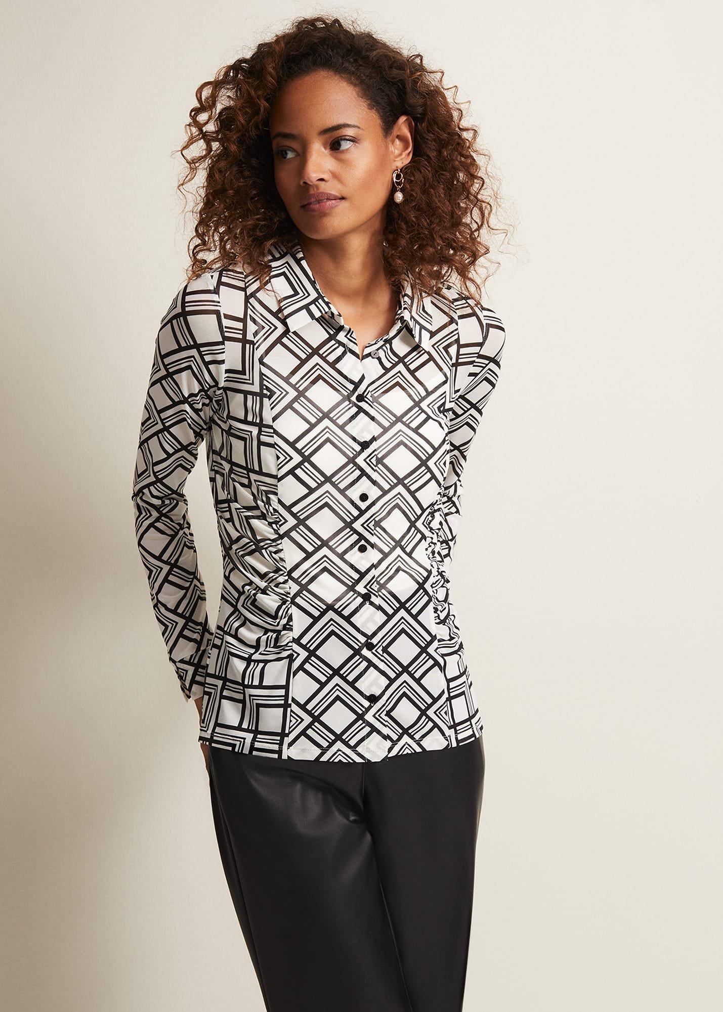 Zaylia Geo Mesh Print Shirt