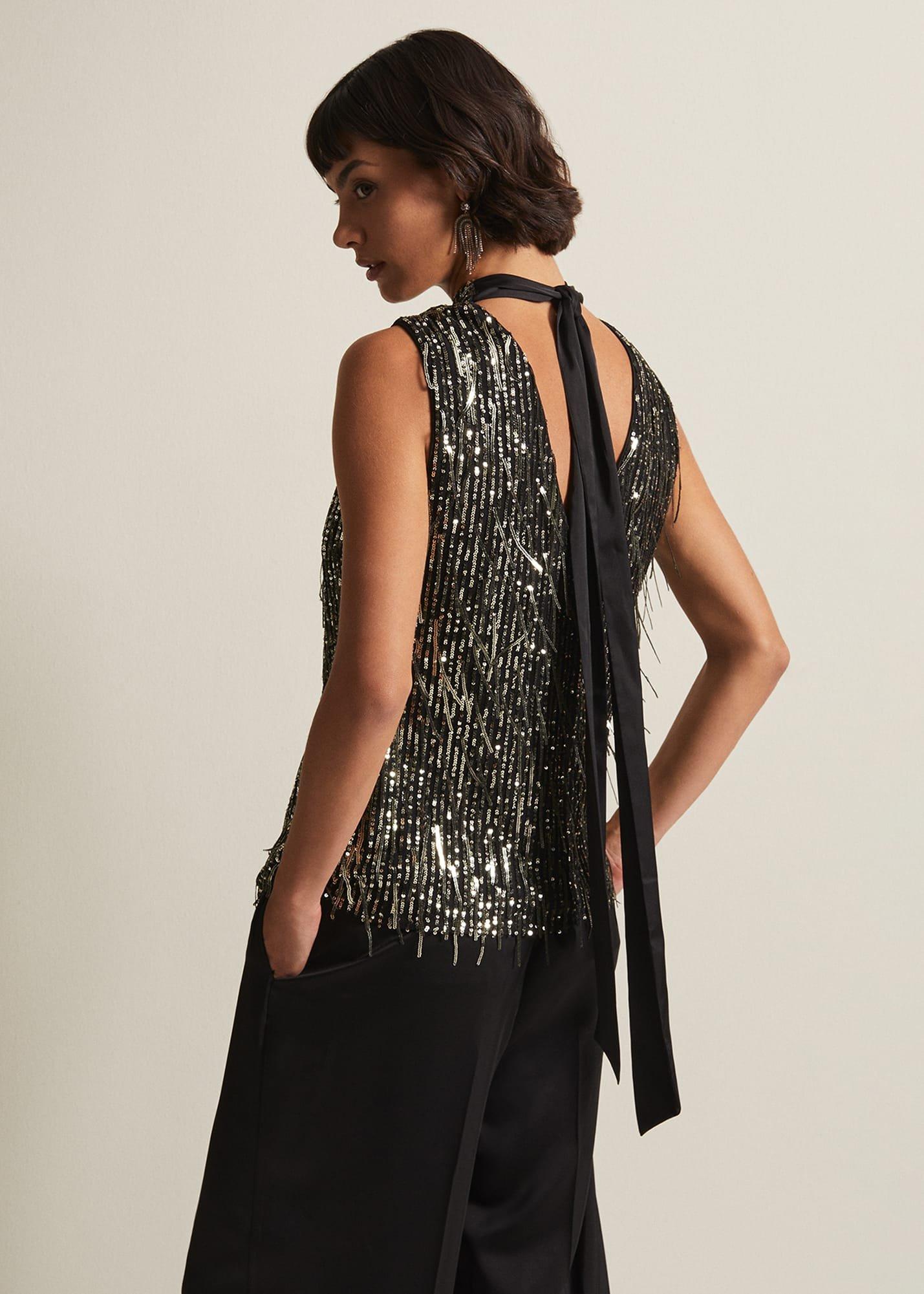 Kerrie Tassel Sequin Top