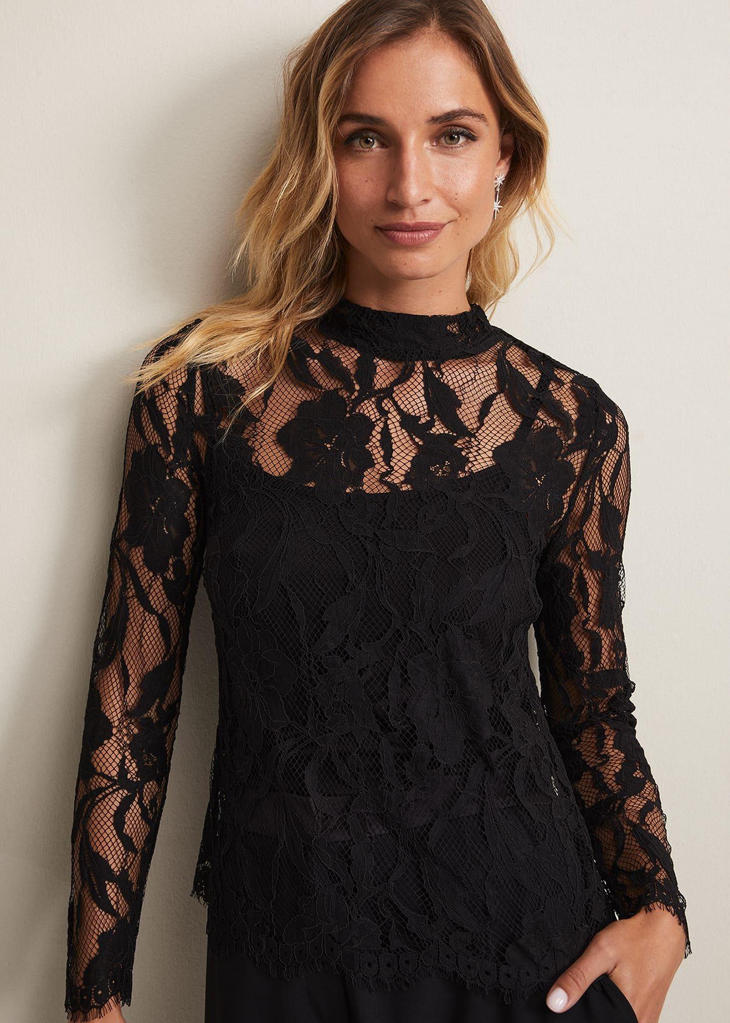 Lara Black Lace Top