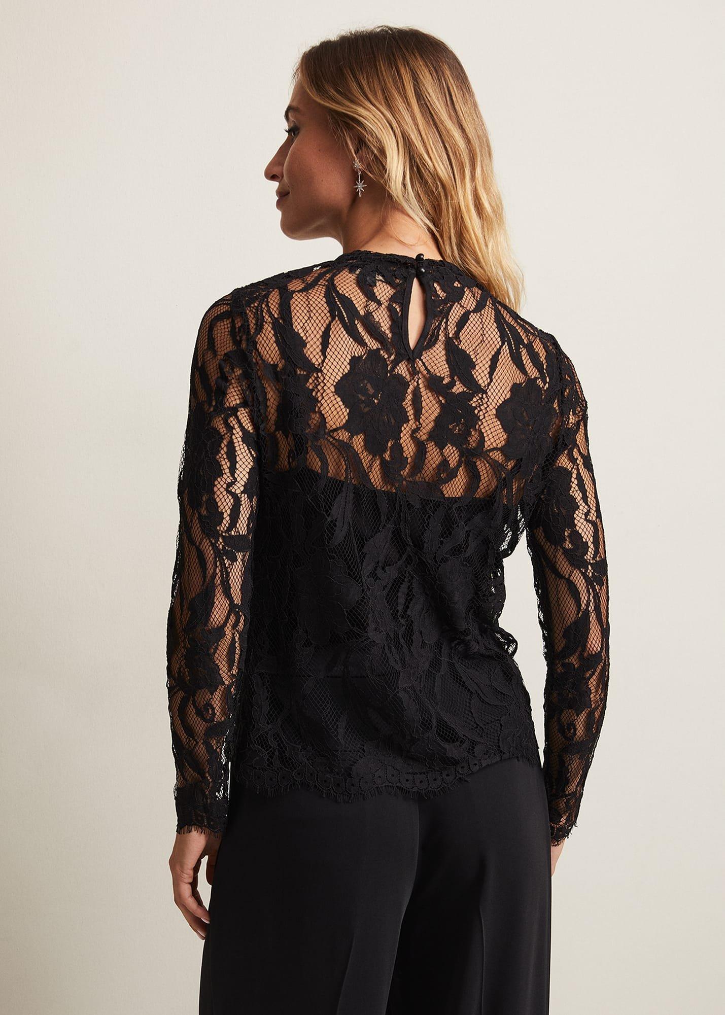 Lara Black Lace Top
