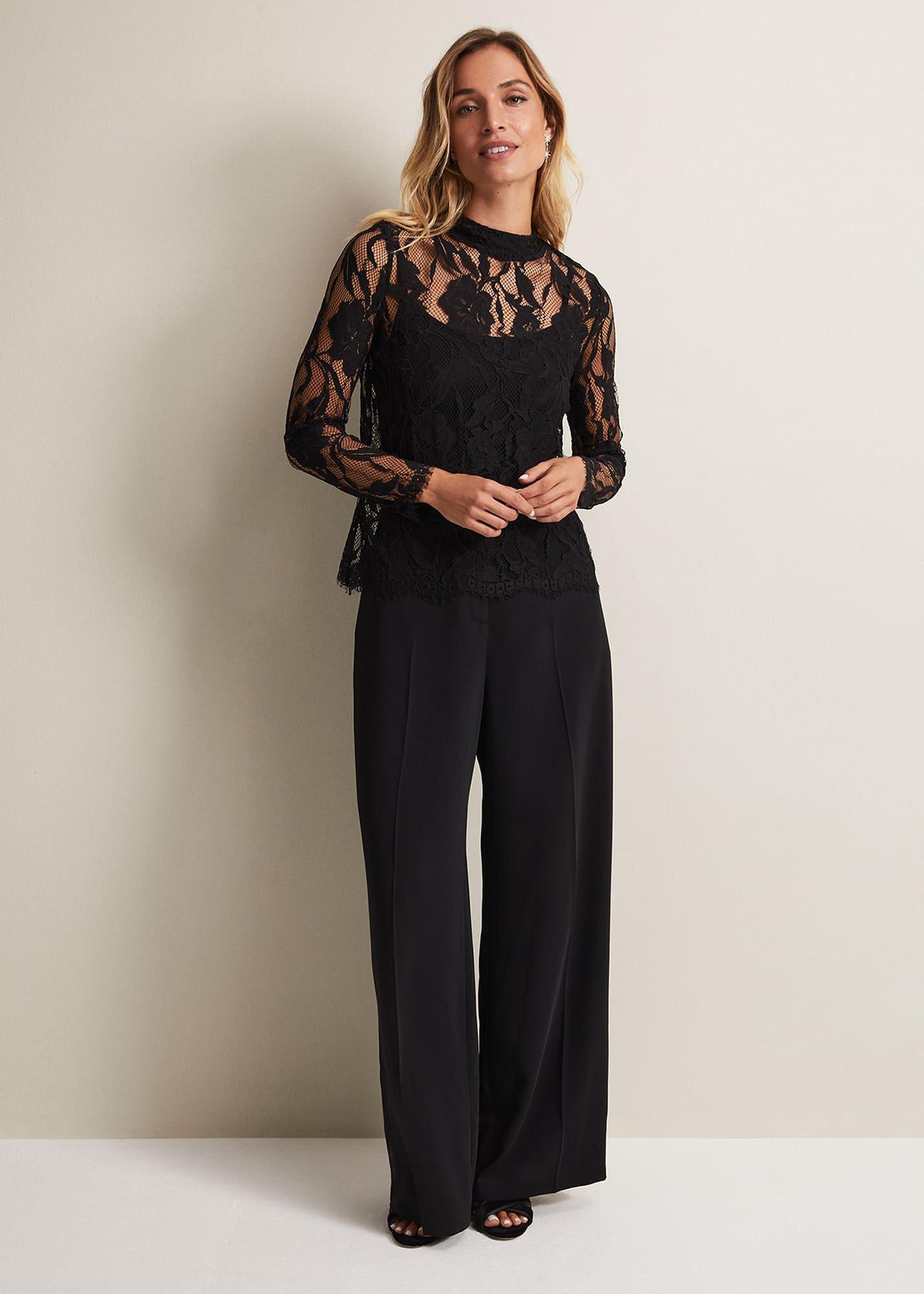 Lara Black Lace Top