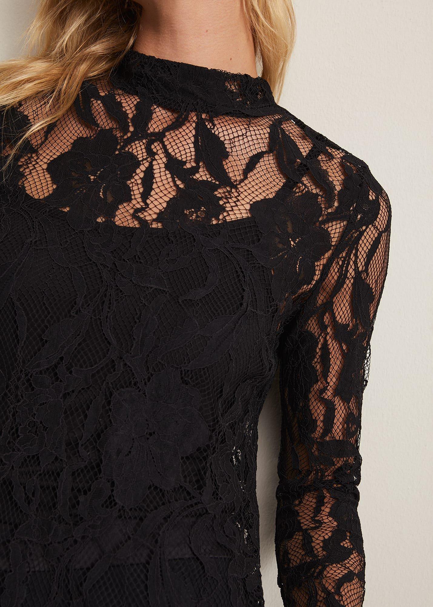 Lara Black Lace Top