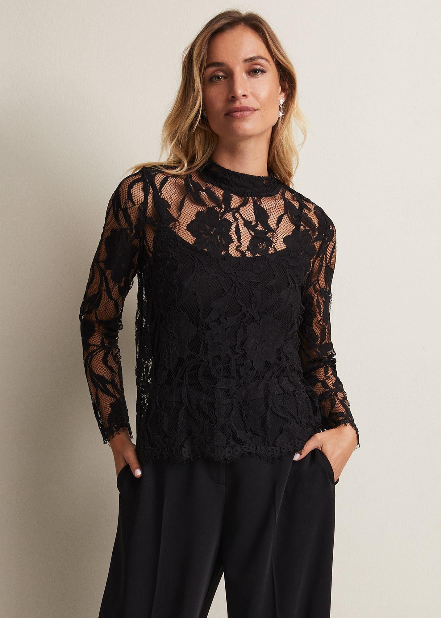 Lara Black Lace Top