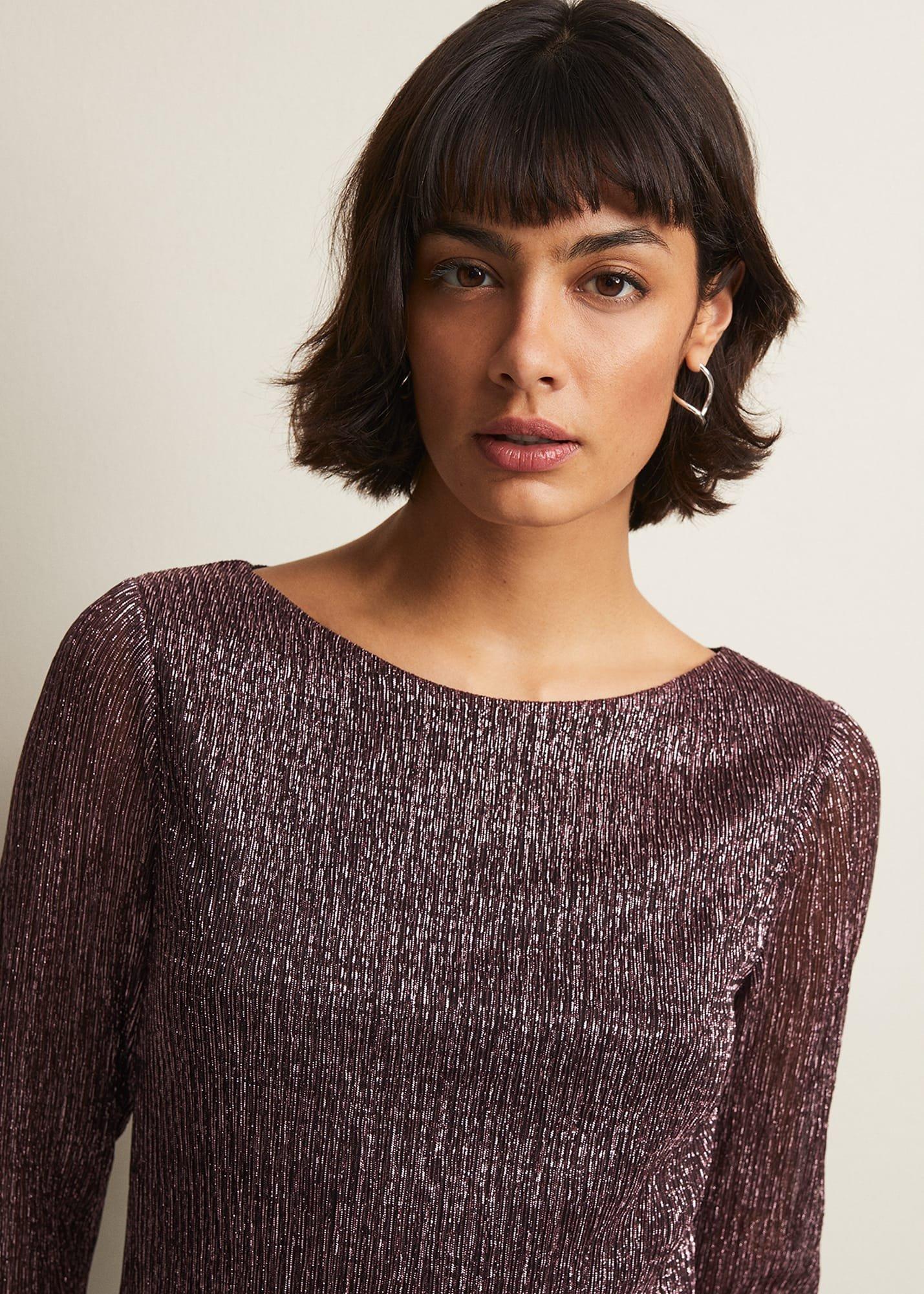 Alix Sparkly Plisse Top