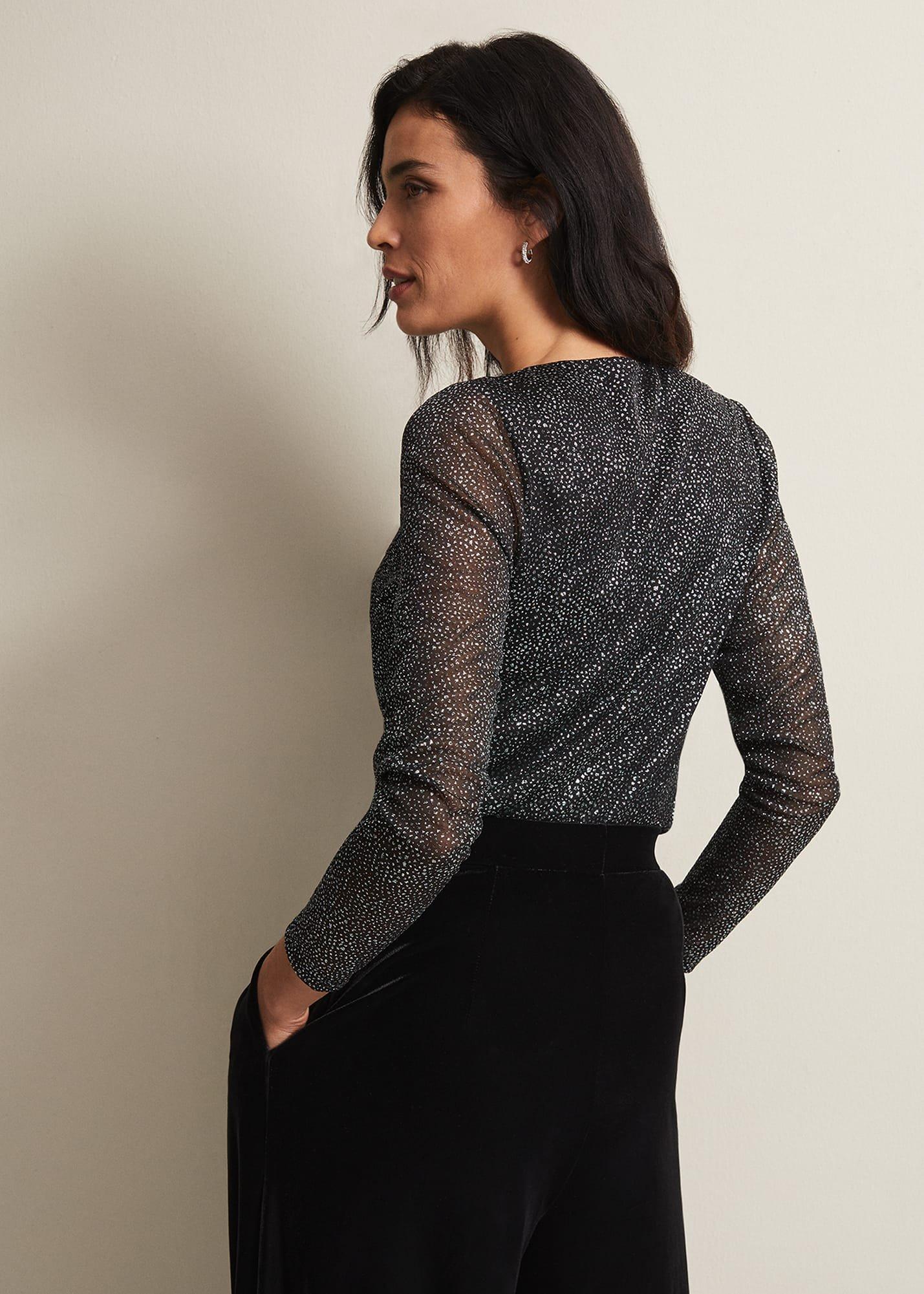 Sera Shimmer Cowl Neck Top