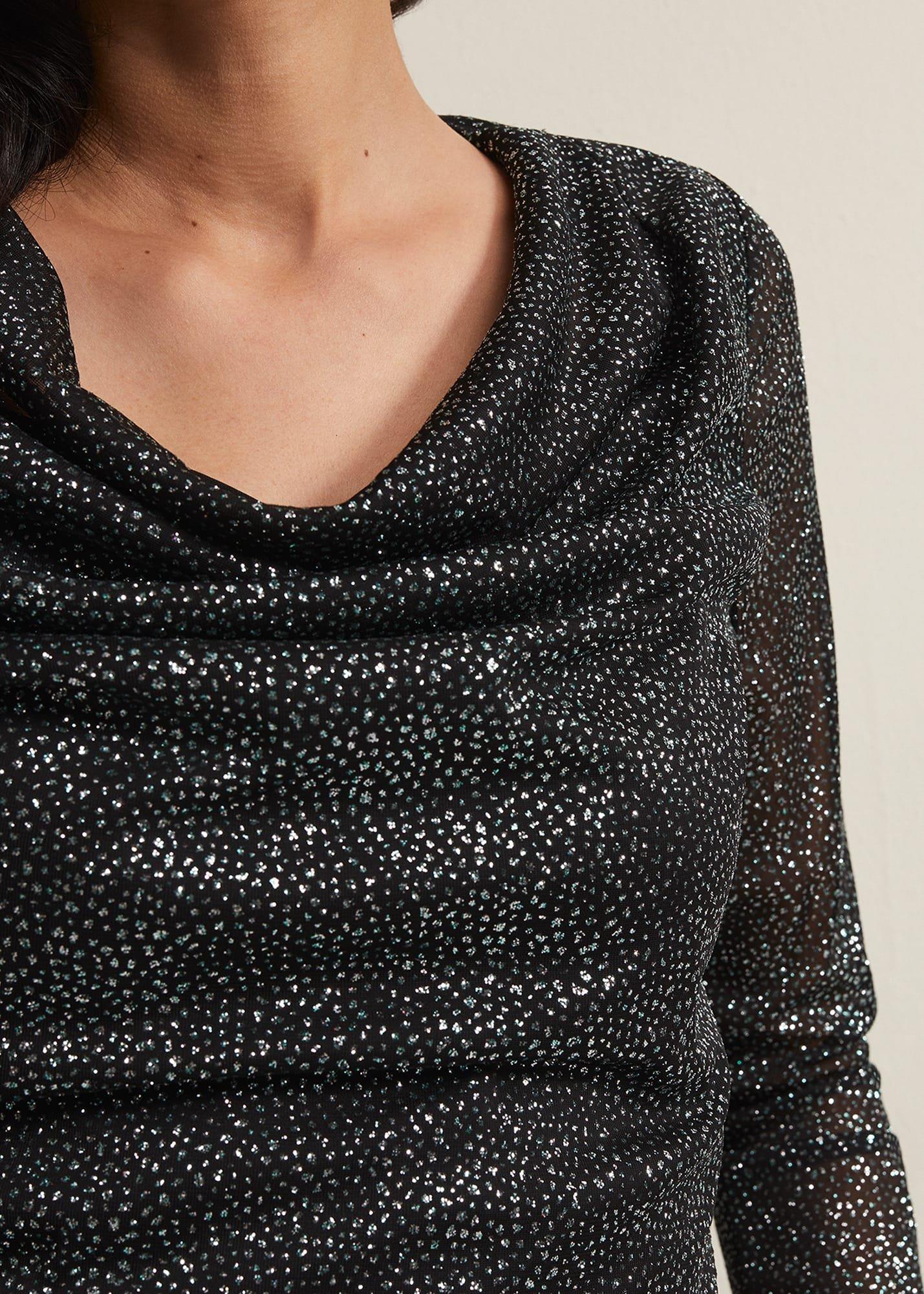 Sera Shimmer Cowl Neck Top