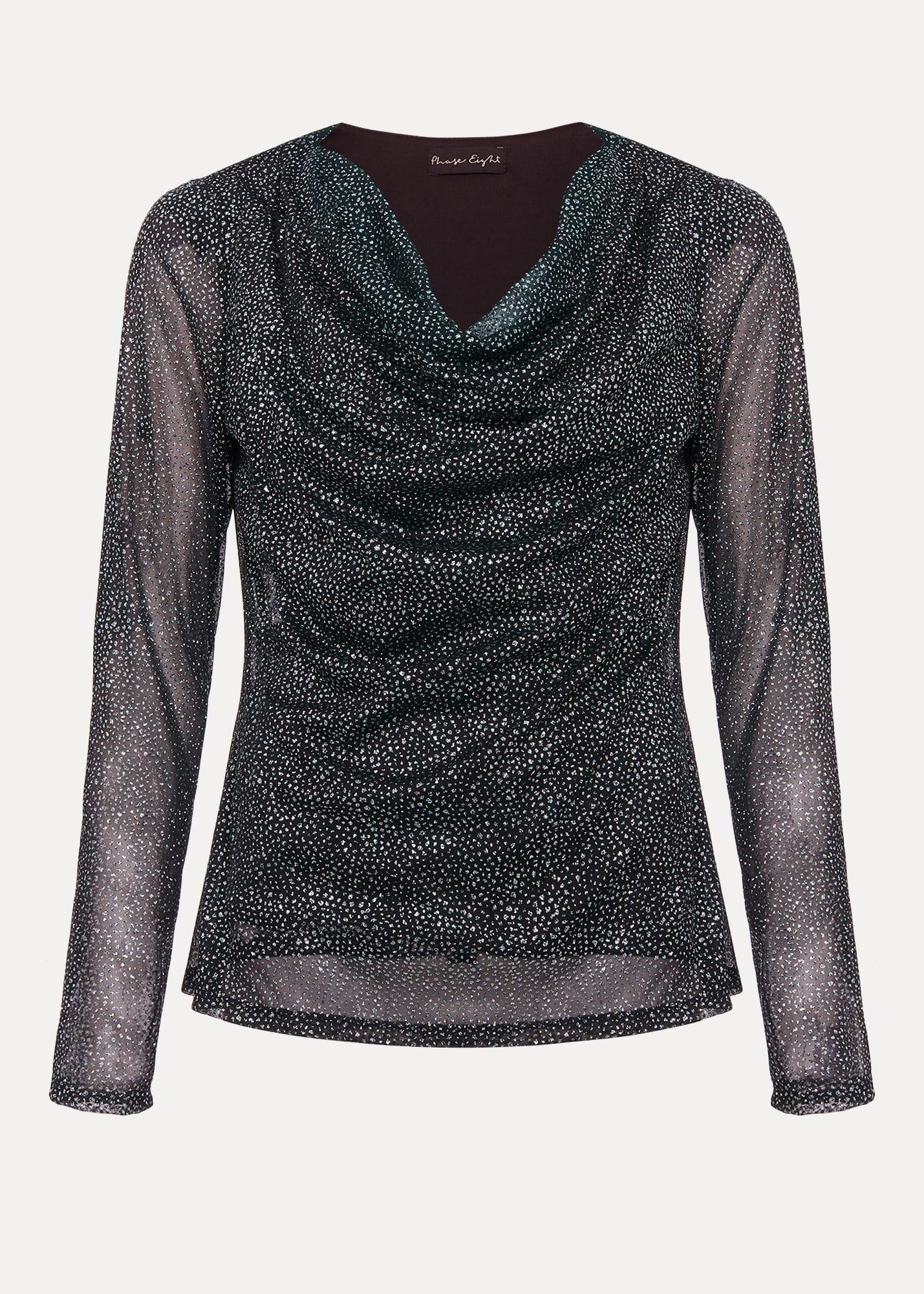Sera Shimmer Cowl Neck Top