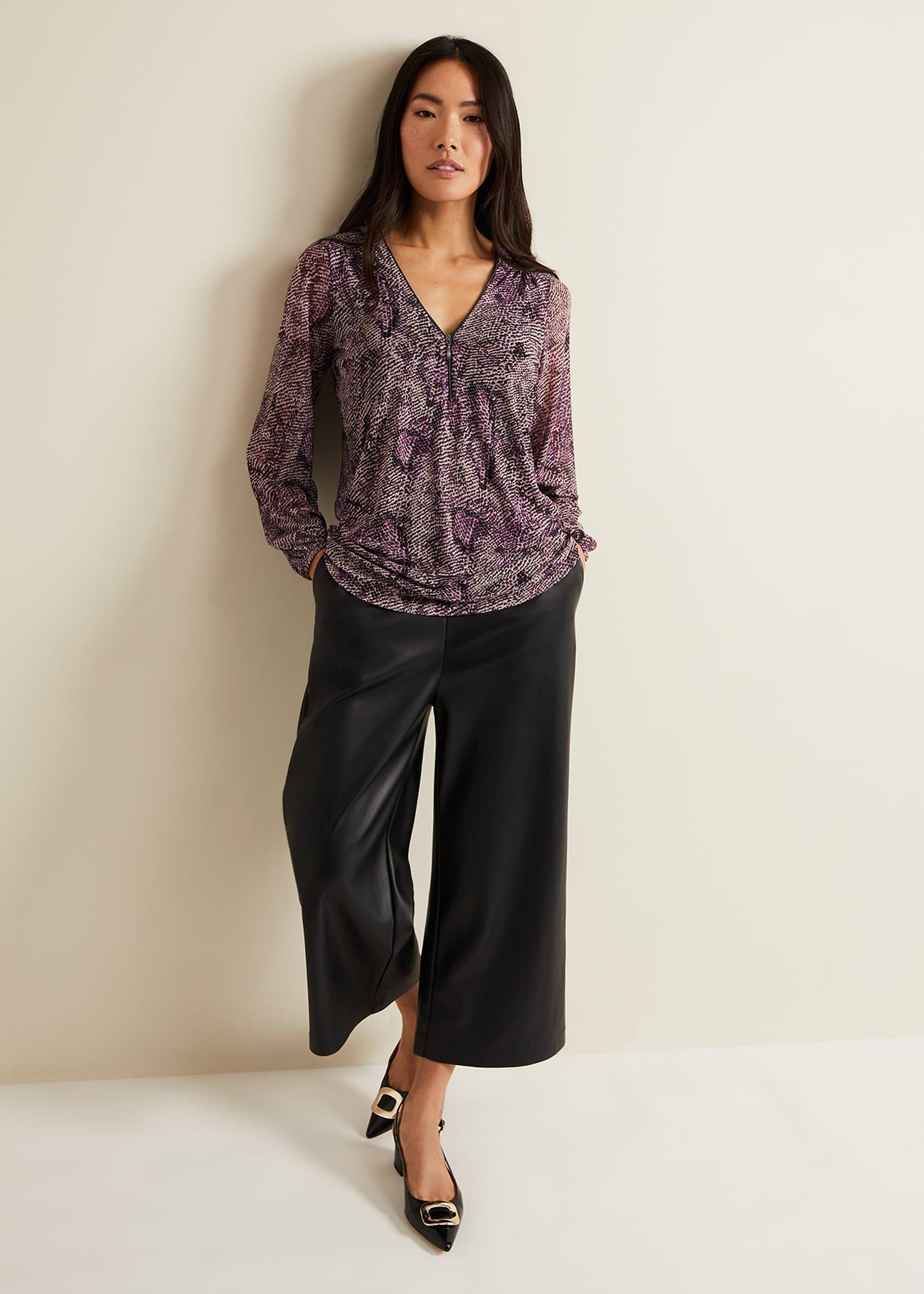 Elyza Snake Mesh Print Top
