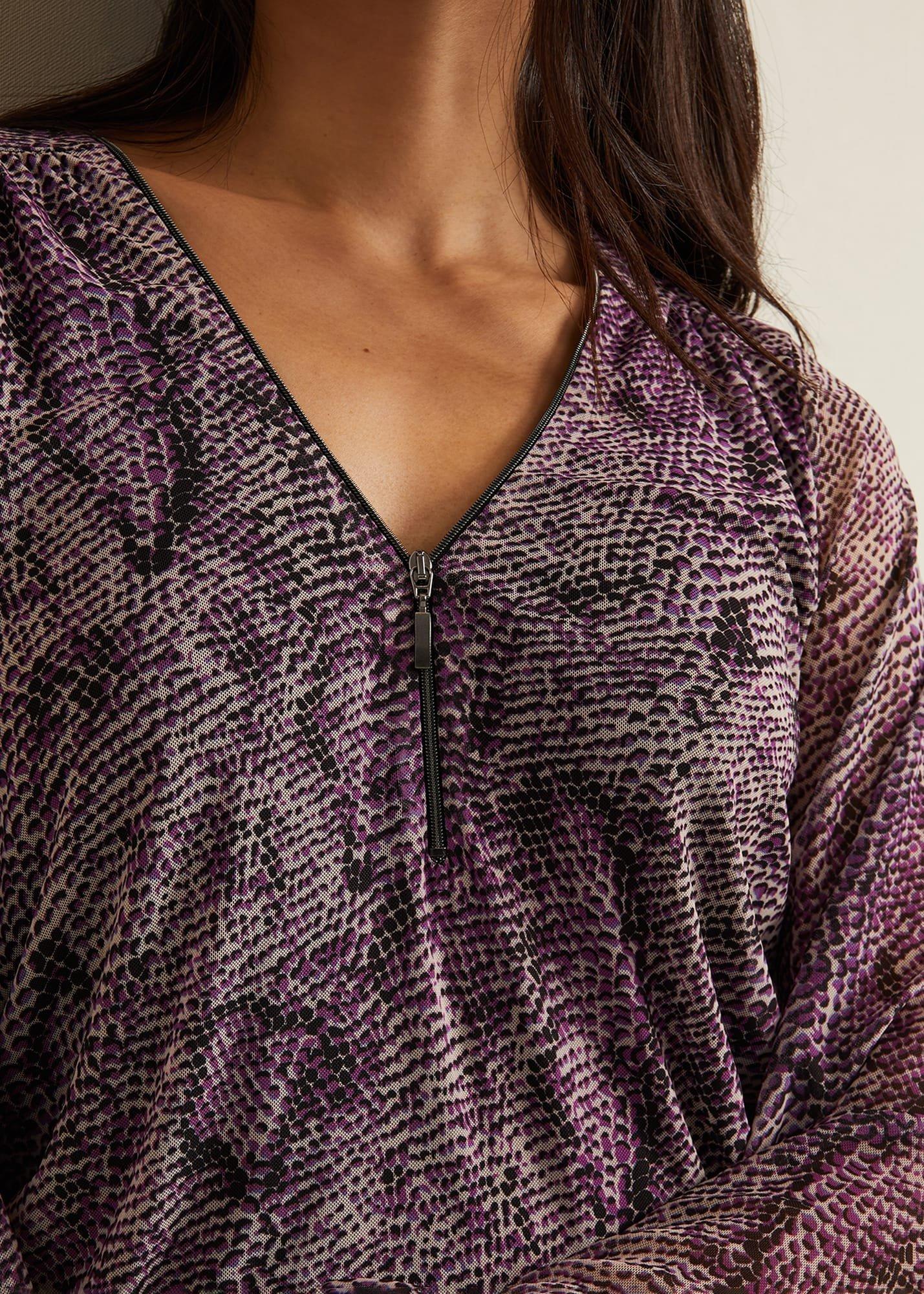 Elyza Snake Mesh Print Top