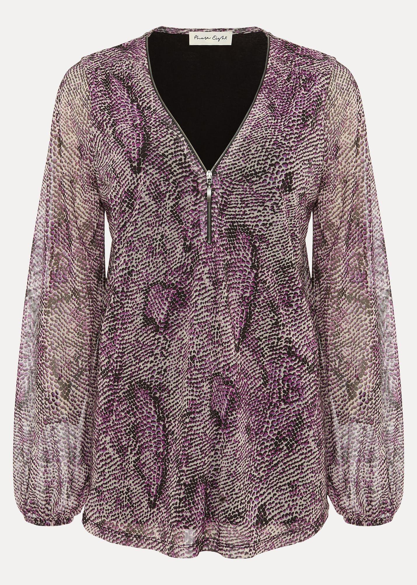 Elyza Snake Mesh Print Top