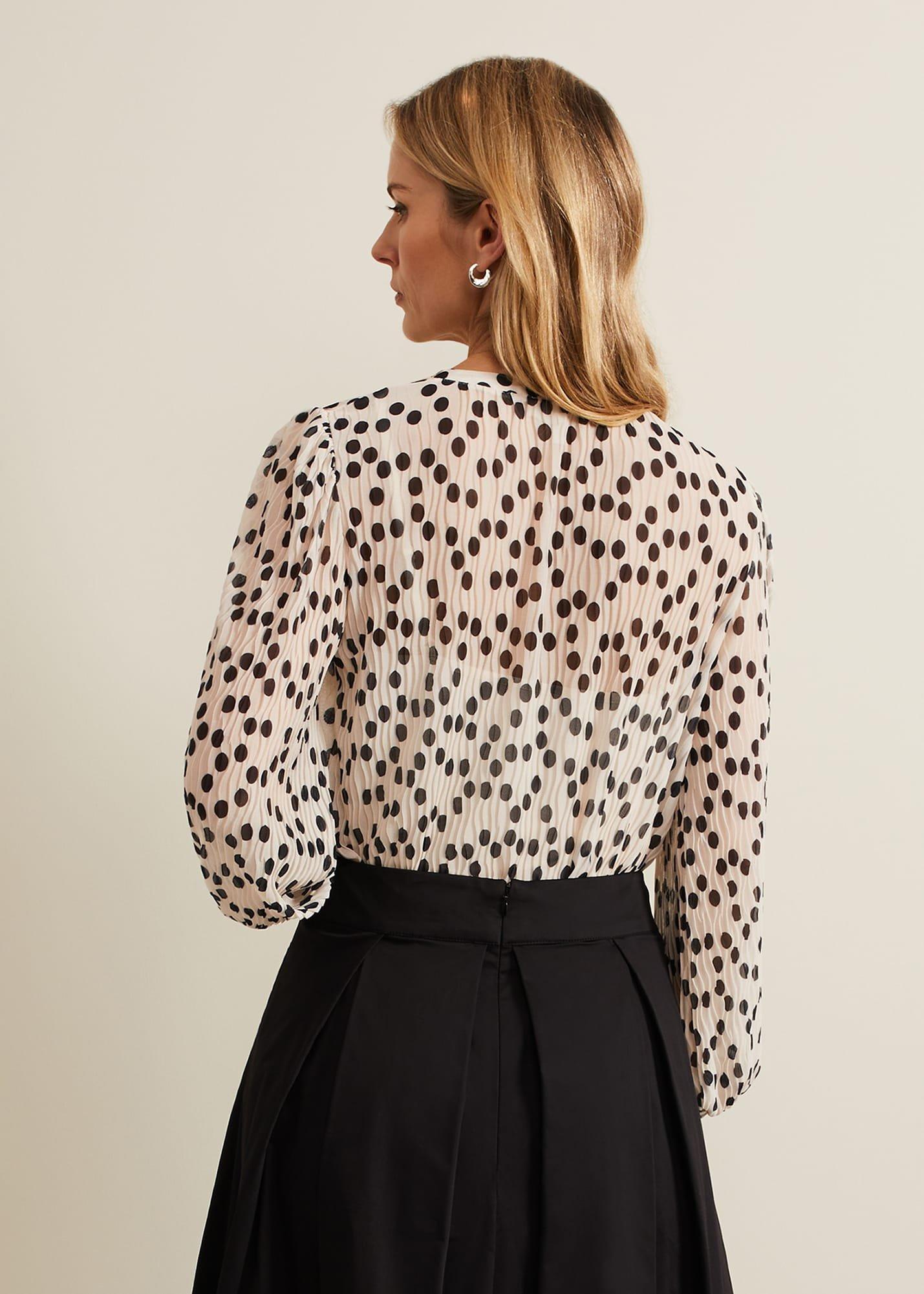 Sophia Spot Textured Mesh Top