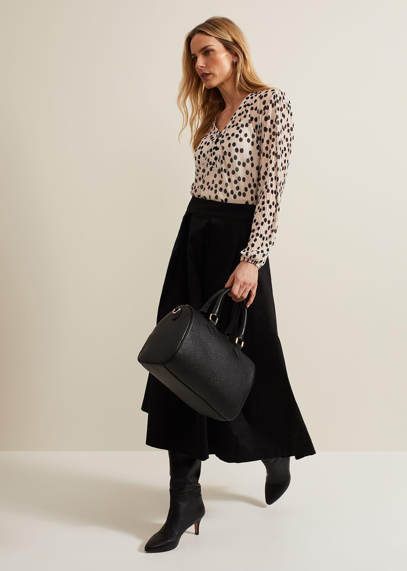 Sophia Spot Textured Mesh Top